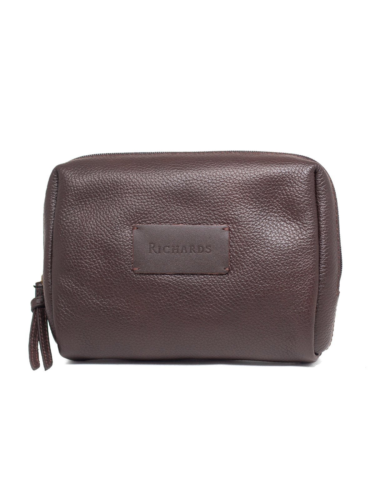 Necessaire Masculina Richards RCH Samir Couro Para Viagem Organizador Marrom Café