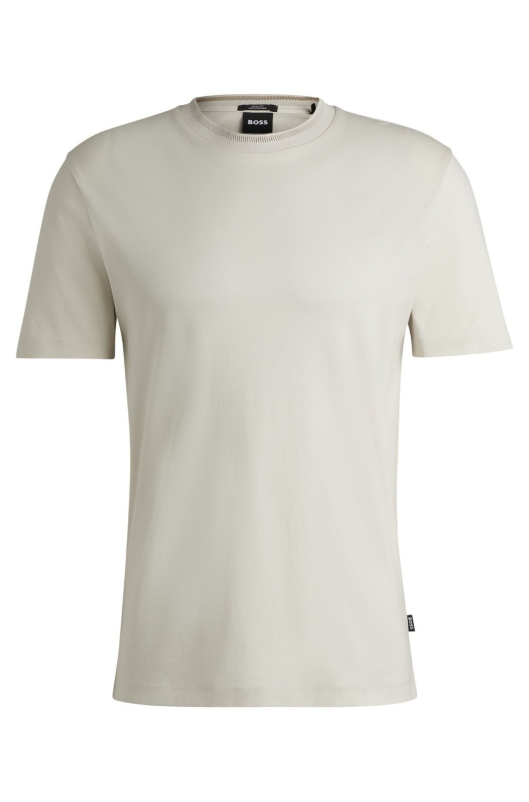 Camiseta Slim Fit De Algodão Com Riscas No Colarinho