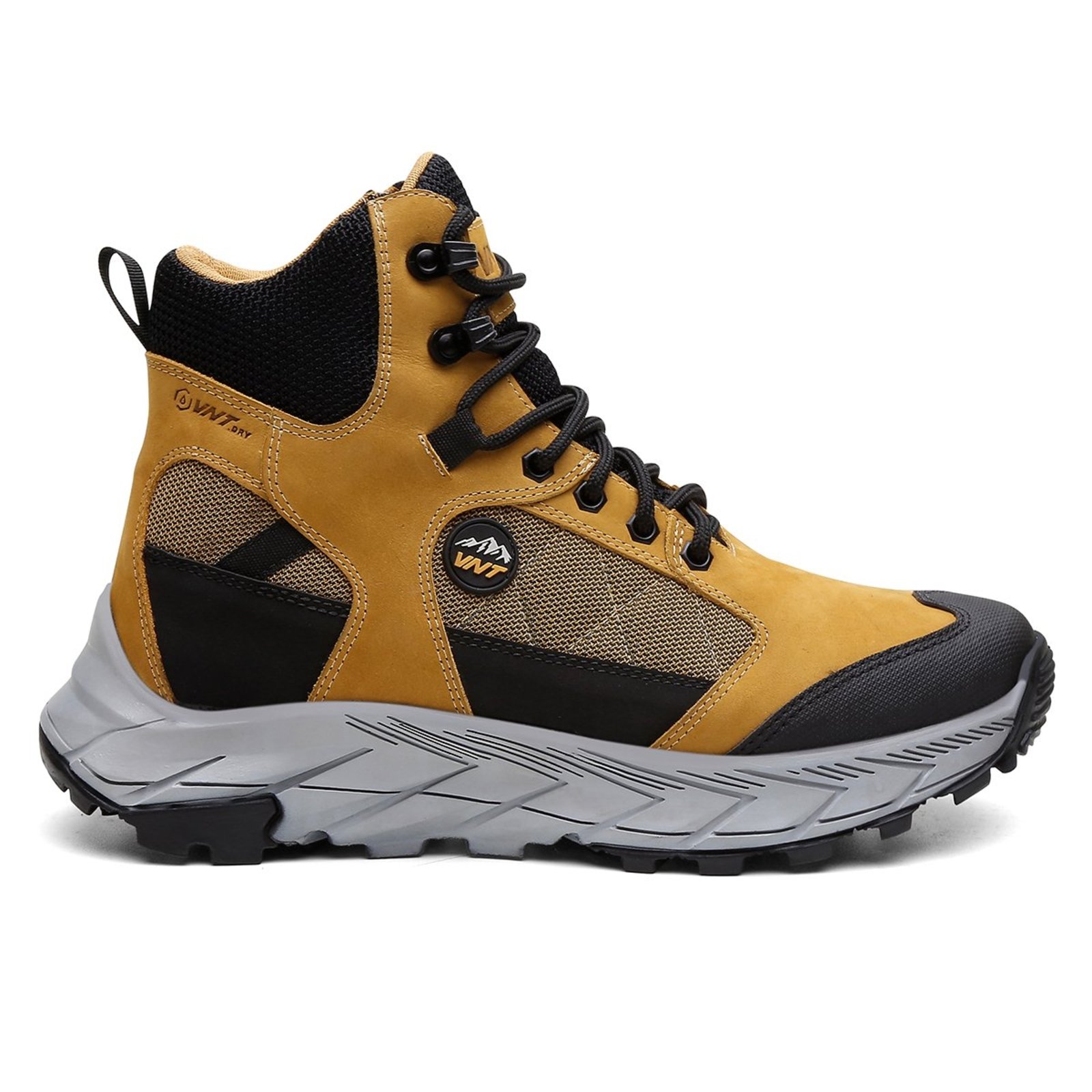 Bota Masculina Couro Cano Alto Adventure com Grips Mostarda
