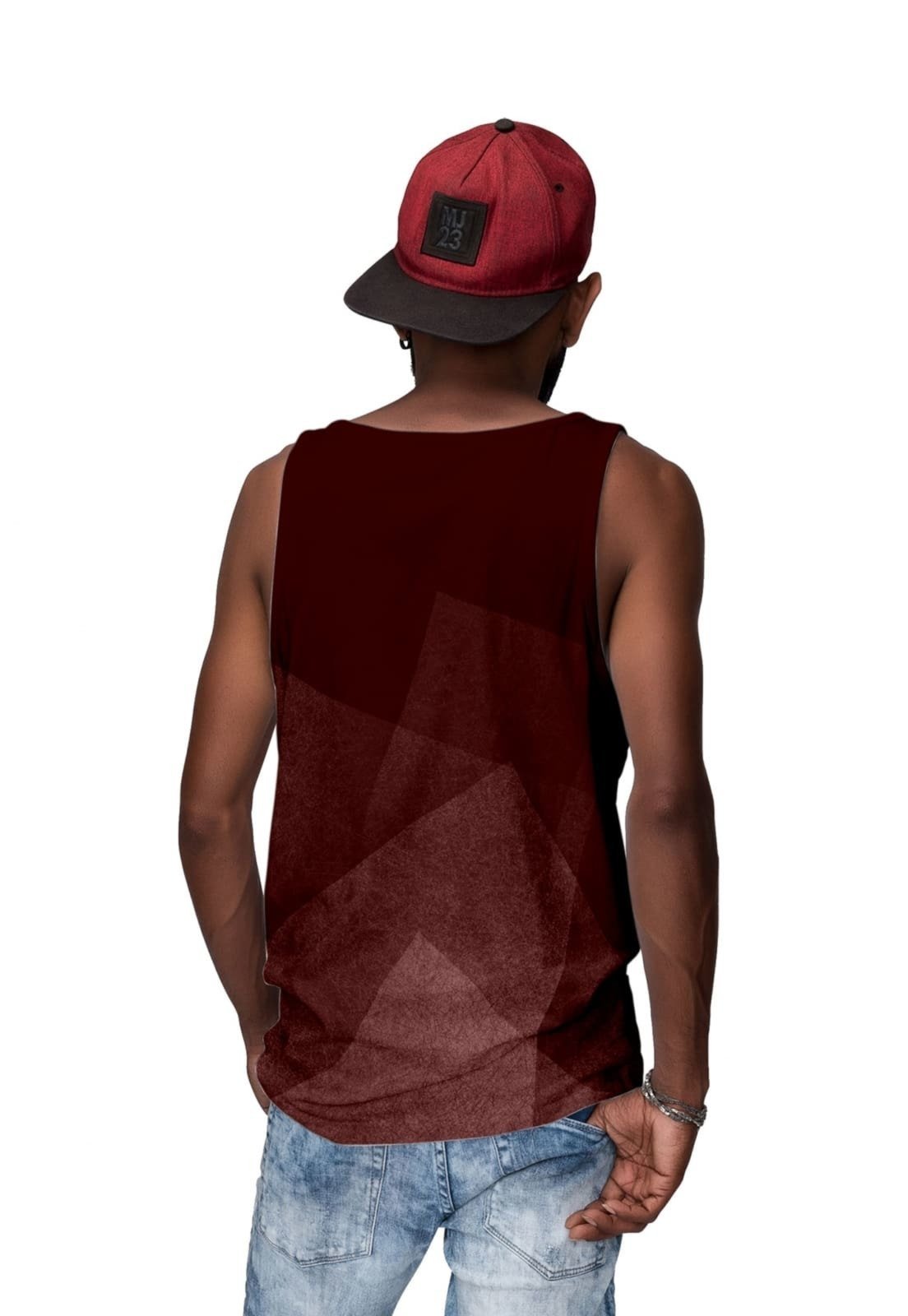 Vista 3 Camiseta Regata Bordô Mascuilna Retangulos Di Nuevo vinho Di Nuevo vinho