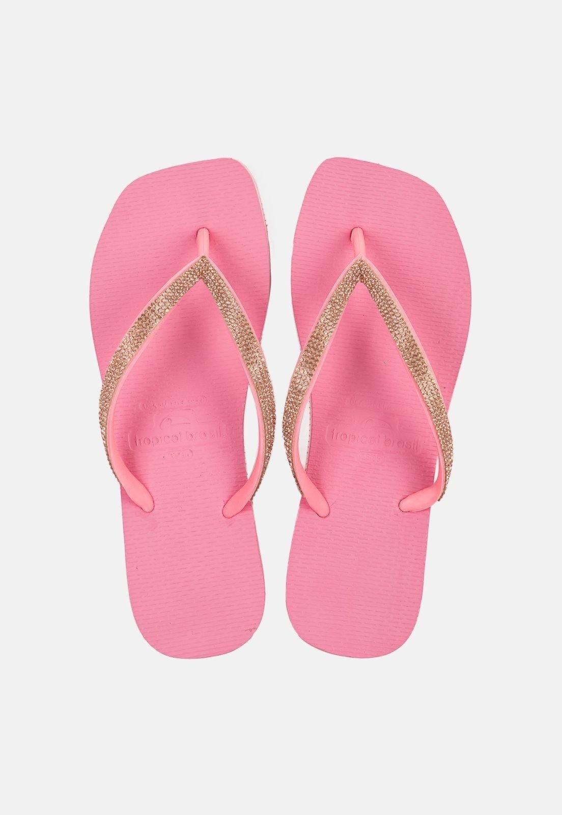 Chinelo Tropical Brasil Tamanco Rosa com Branco