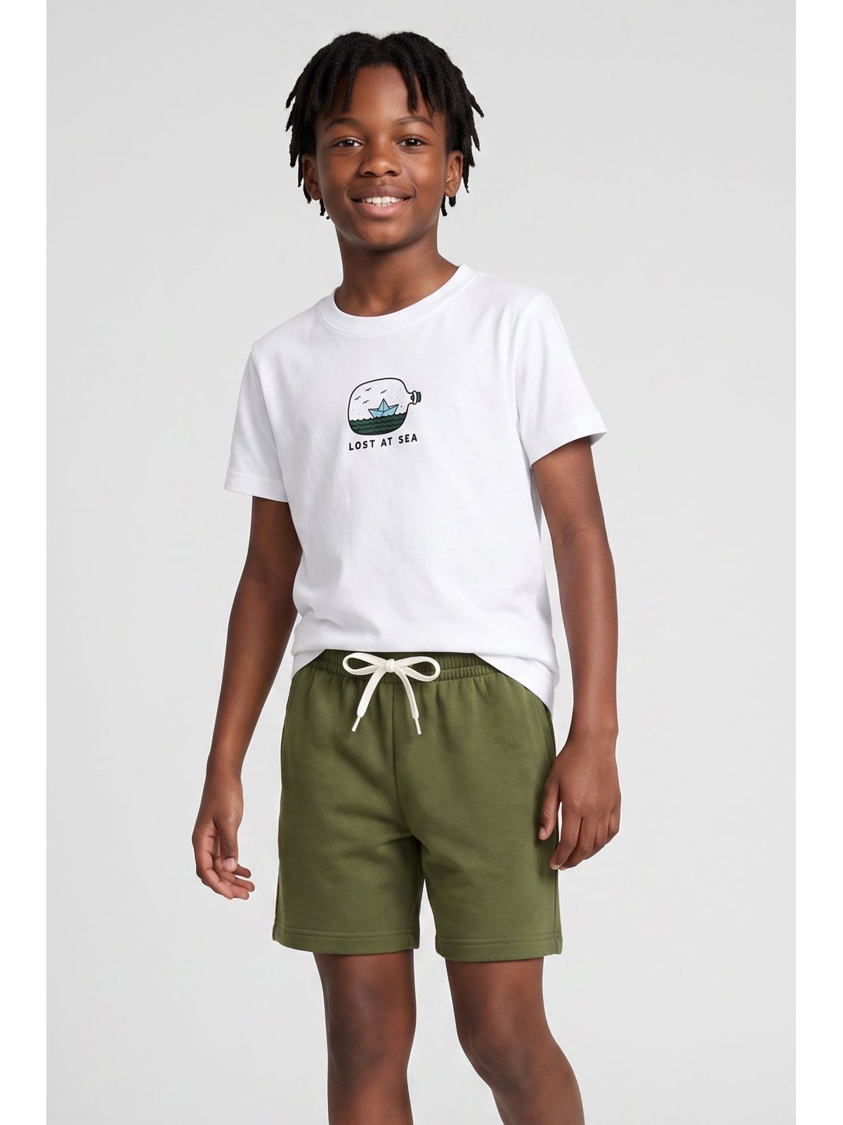 Infantil - Camiseta Masculina Algodão Lost At Sea Branca - Babei no Look