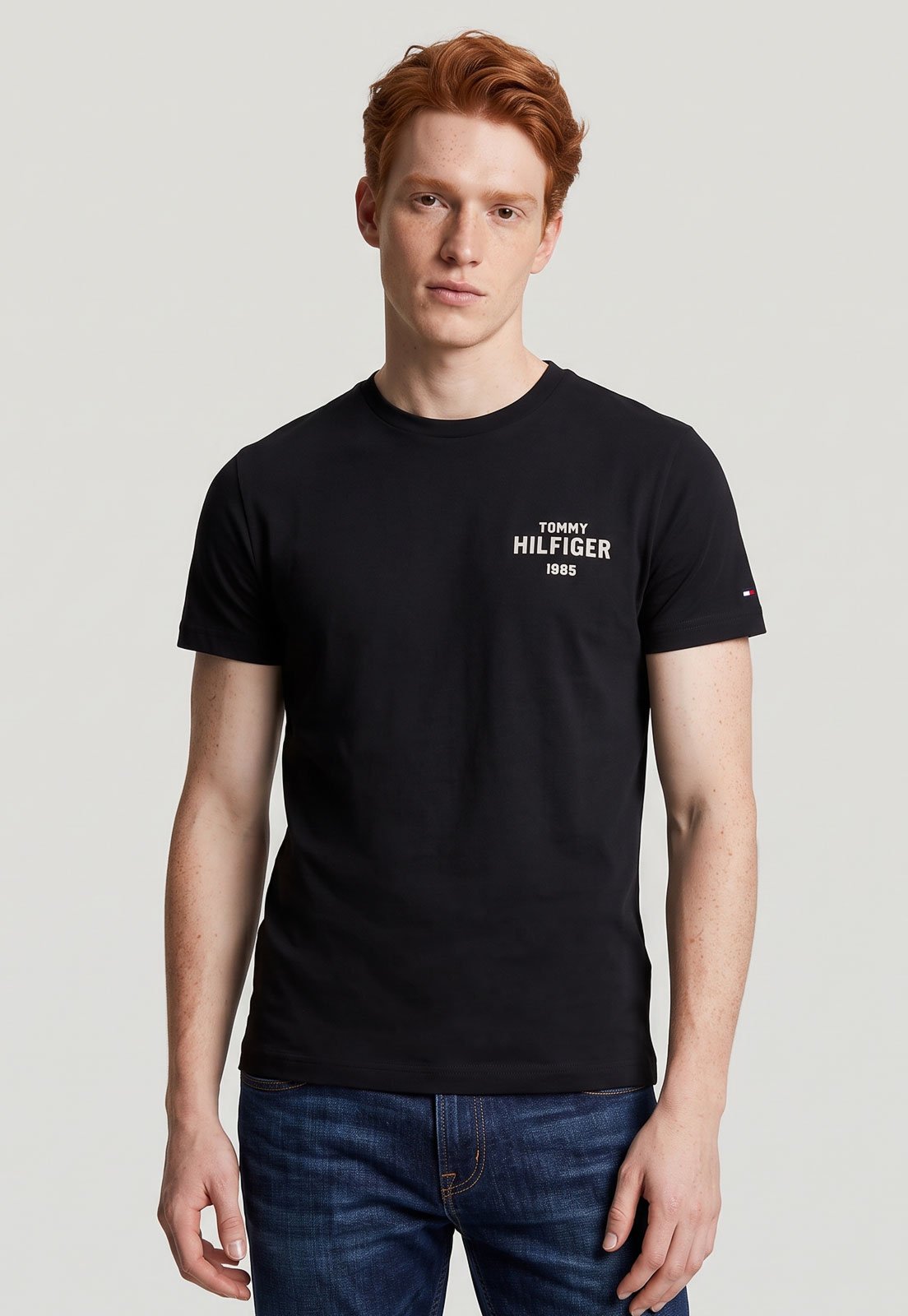 Camiseta Masculina Tommy Hilfiger Logo 1985 Preta