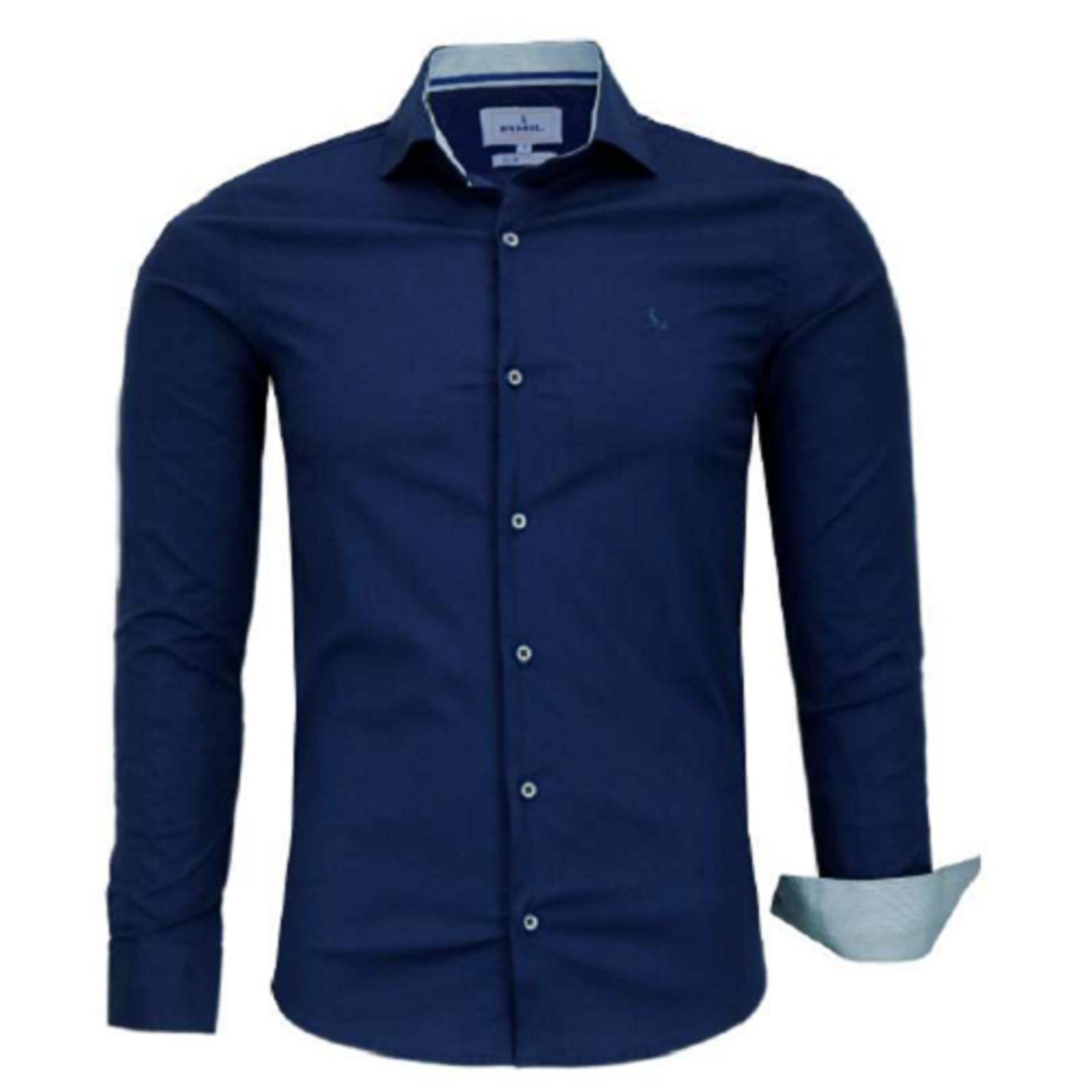 Camisa Social Manga Longa Lisa com Elastano Exclusivo Amil Marinho