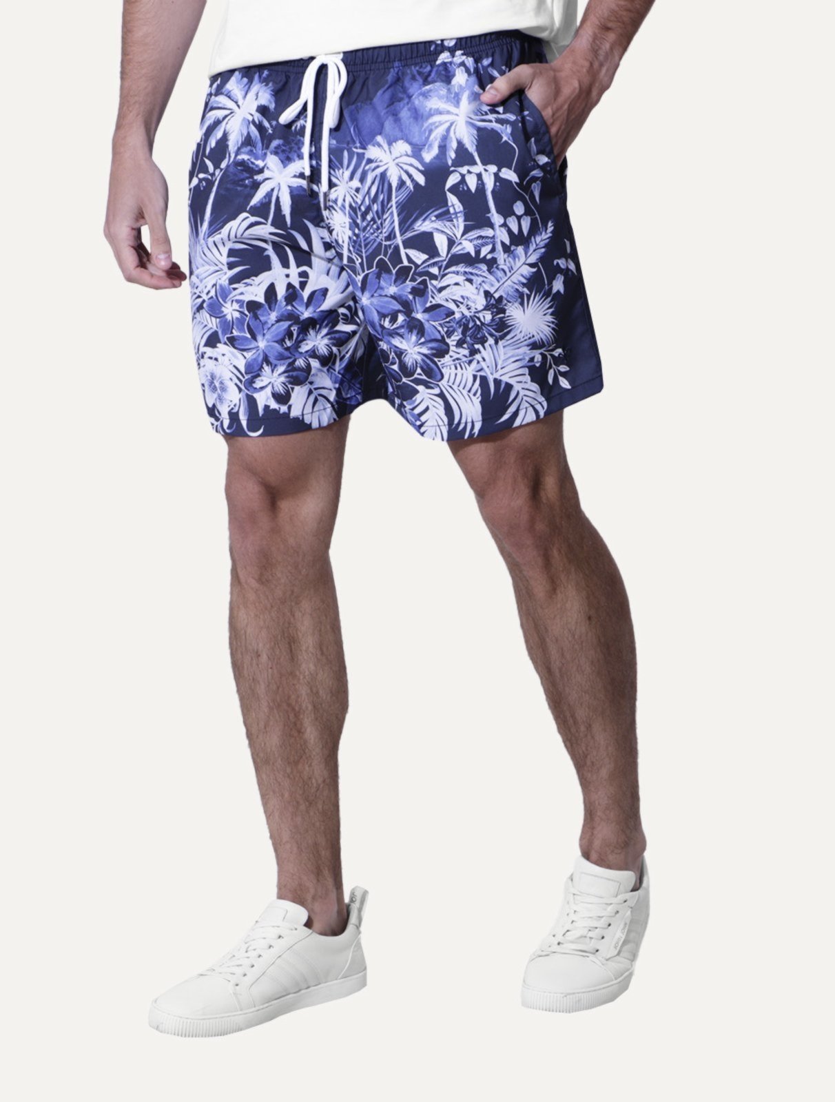 Short Dudalina Masculino D Água Palm Print Azul Marinho