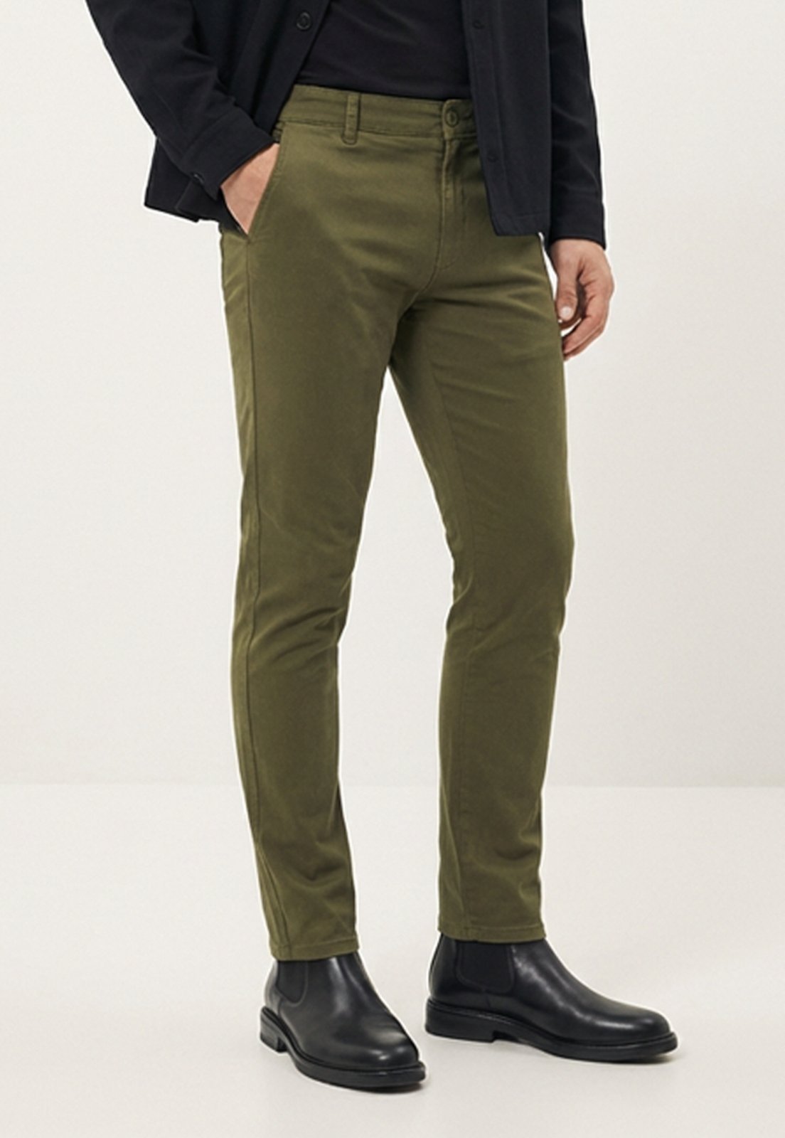 Calça Sarja Masculina Slim Fit Elastano Casual Social Verde