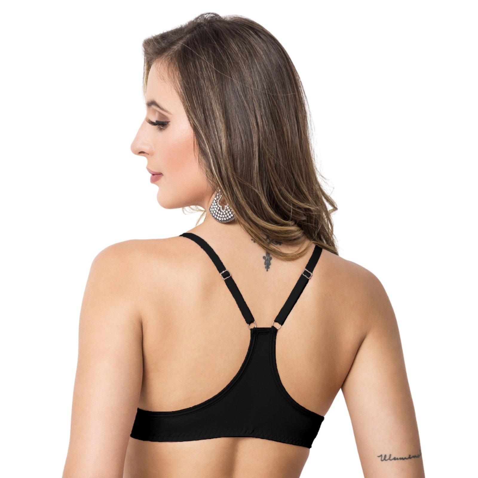 Vista 3 Sutiã Nadador Gabi Lingerie Com Bojo Microfibra Alças Reguláveis Fecho Frontal Reforçado Soutien Confortavel rosê Gabi Lingerie rosê