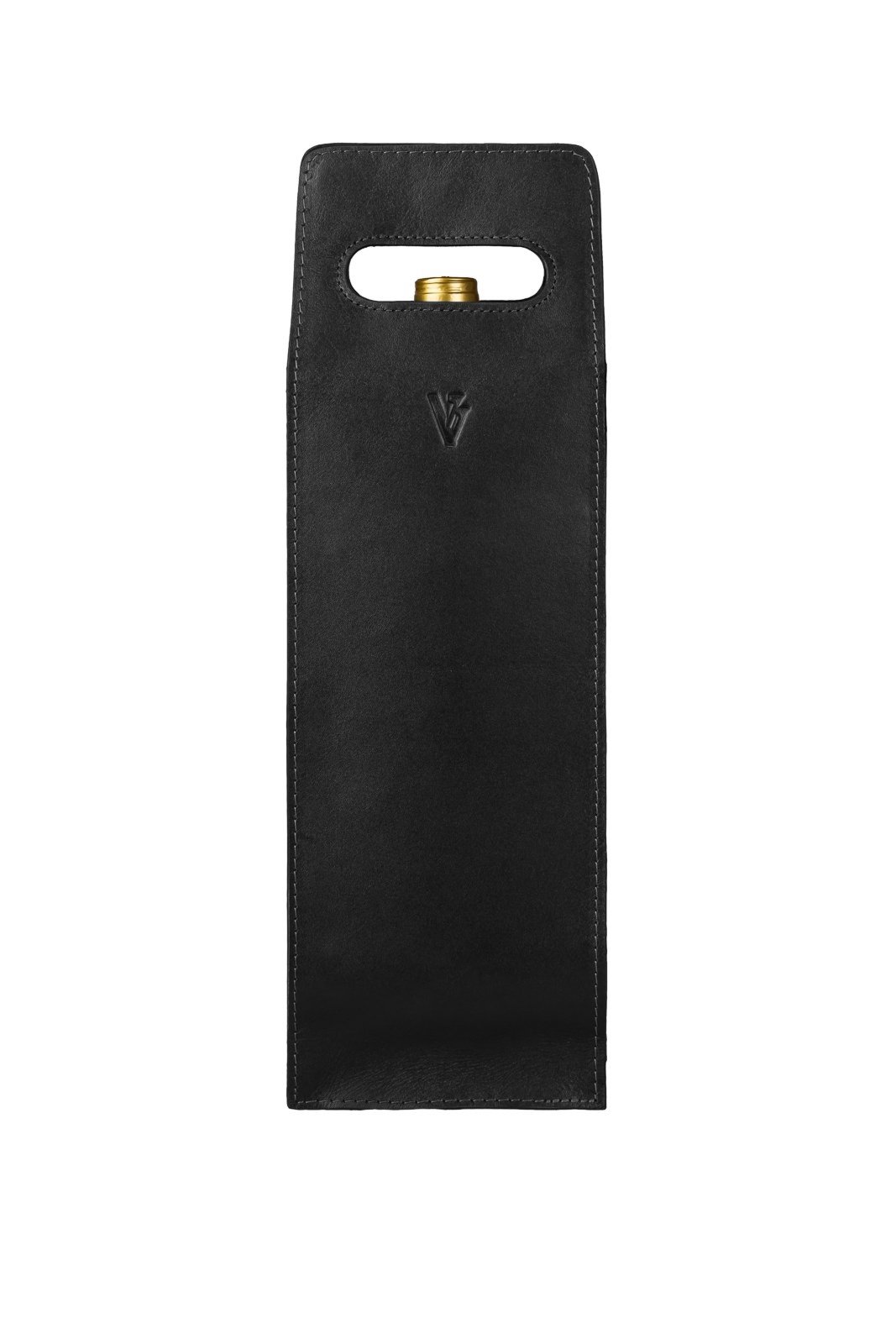Porta vinho individual em couro italiano - Preto