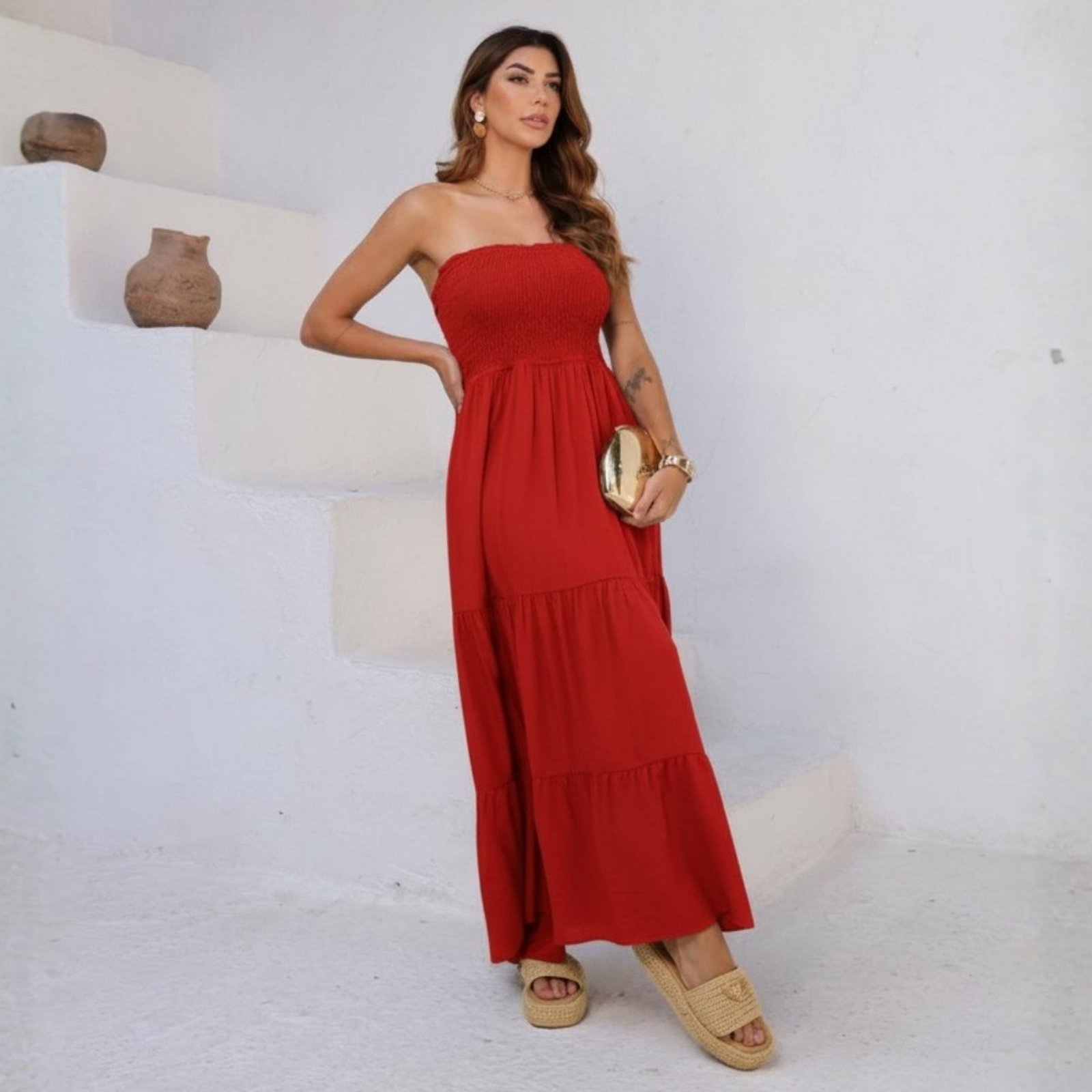 Vestido Tomara Que Caia Com Babados Feminina Revanche Éfula