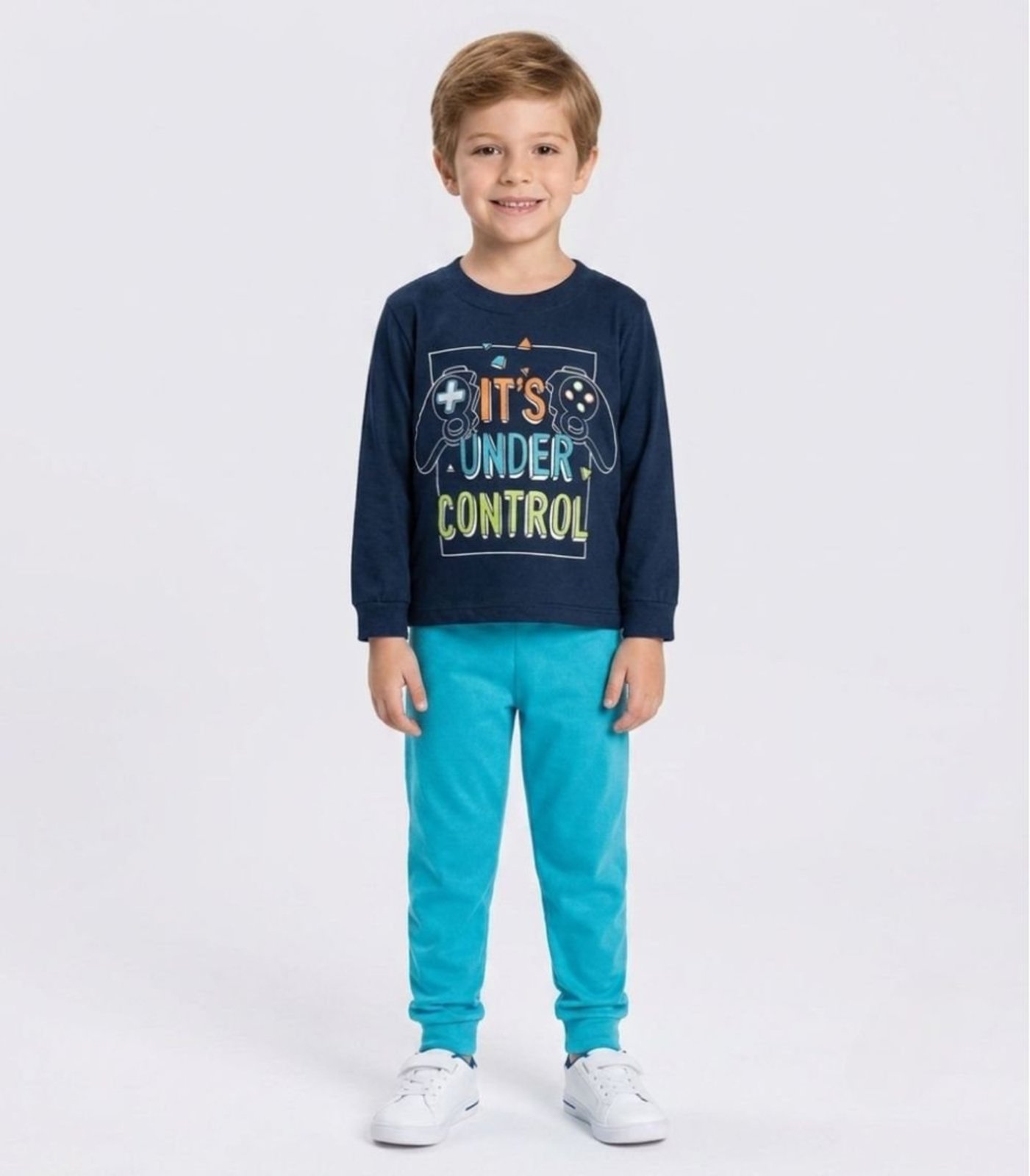 Infantil - Conjunto Menino Blusa Longa E Calça Kappes Azul
