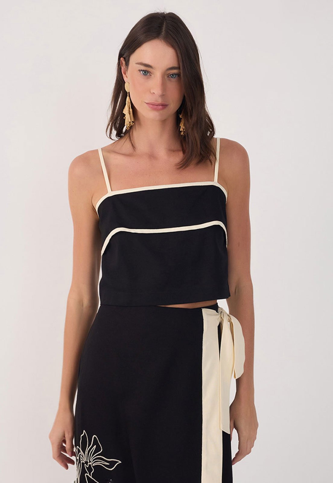Regata Cropped Dress To Reta Viés Preta