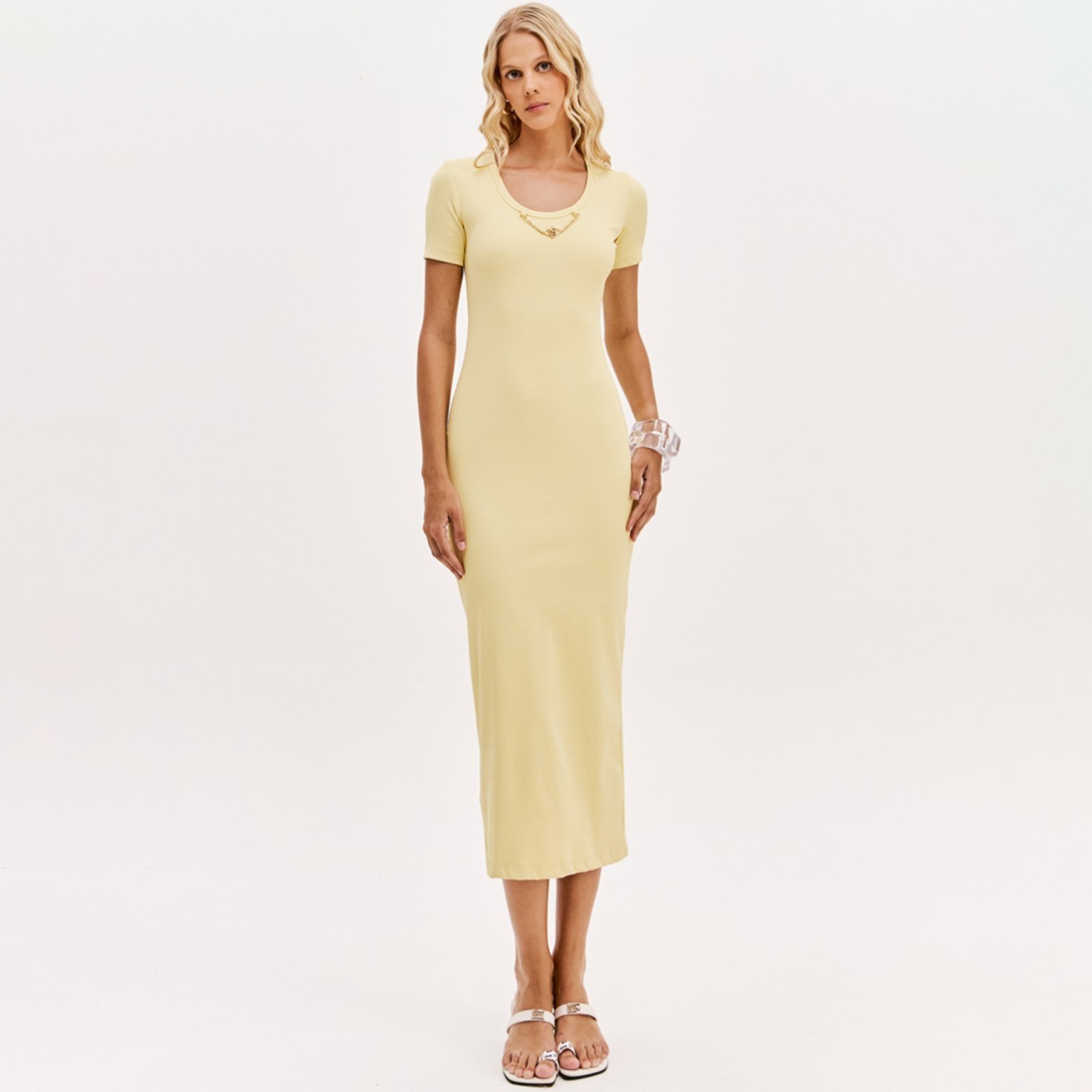 Vestido Super Mid Easy Lança Perfume Pr26 Amarelo Feminino