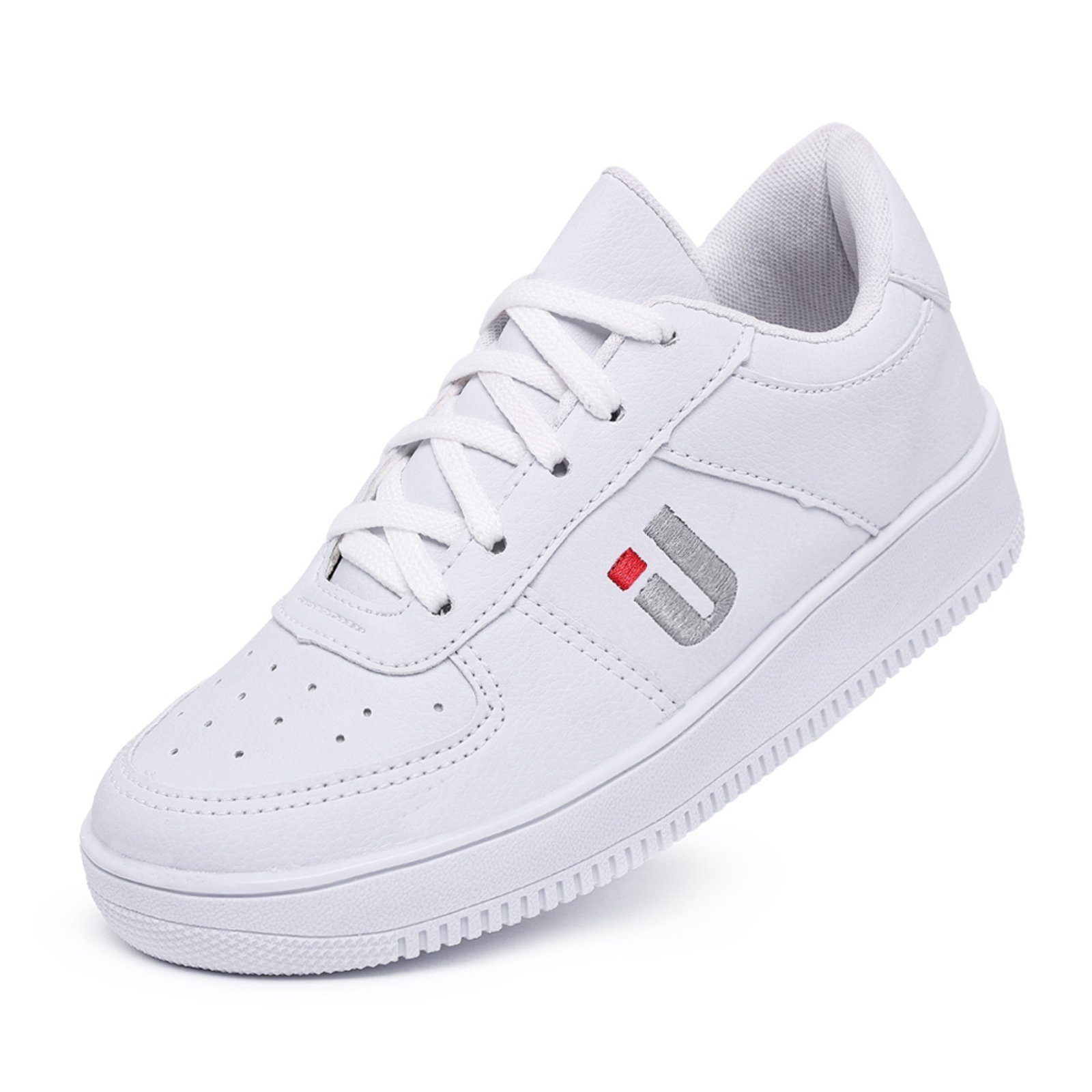 Infantil – Tênis Casual Menina Menino Unissex Escolar Básico Sola Alta Estiloso Branco