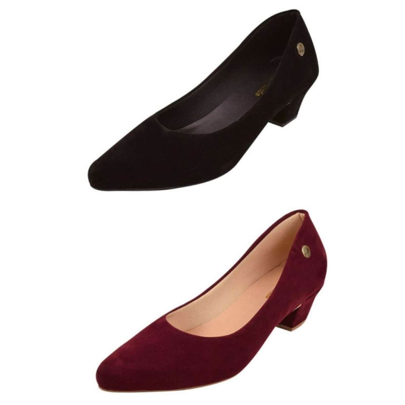 Kit 02 Pares Scarpin Donna Santa Bico Fino Tradicional Nobuck