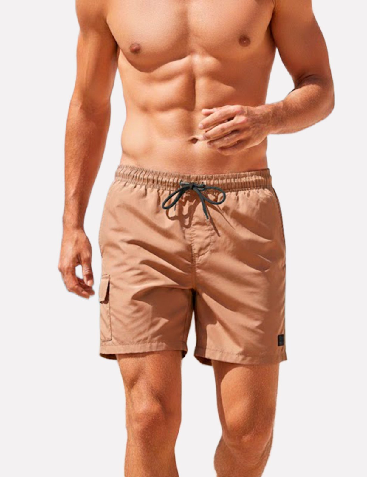 Vista 2 Short Hugo Boss Masculino Regular Dive Claro marrom Hugo Boss marrom