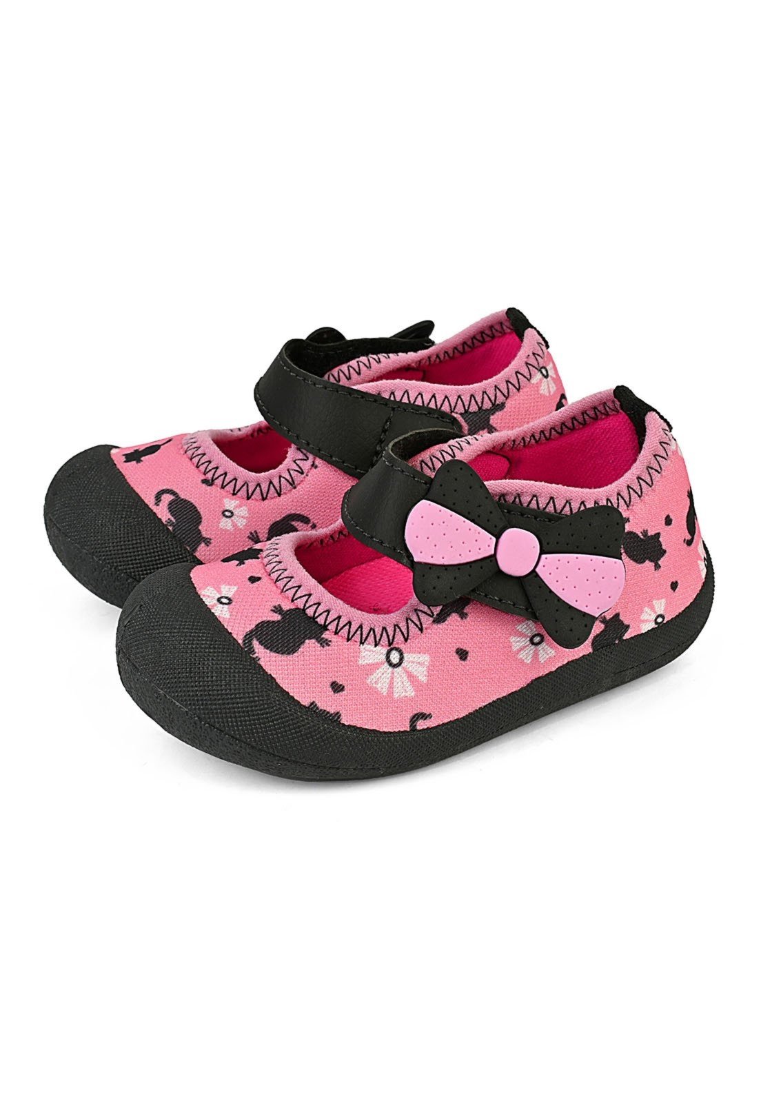 Vista 2 Infantil - Tênis Calce Fácil Menina Sem Cadarço Rosa/Laço preto/rosa rosa preto/rosa rosa