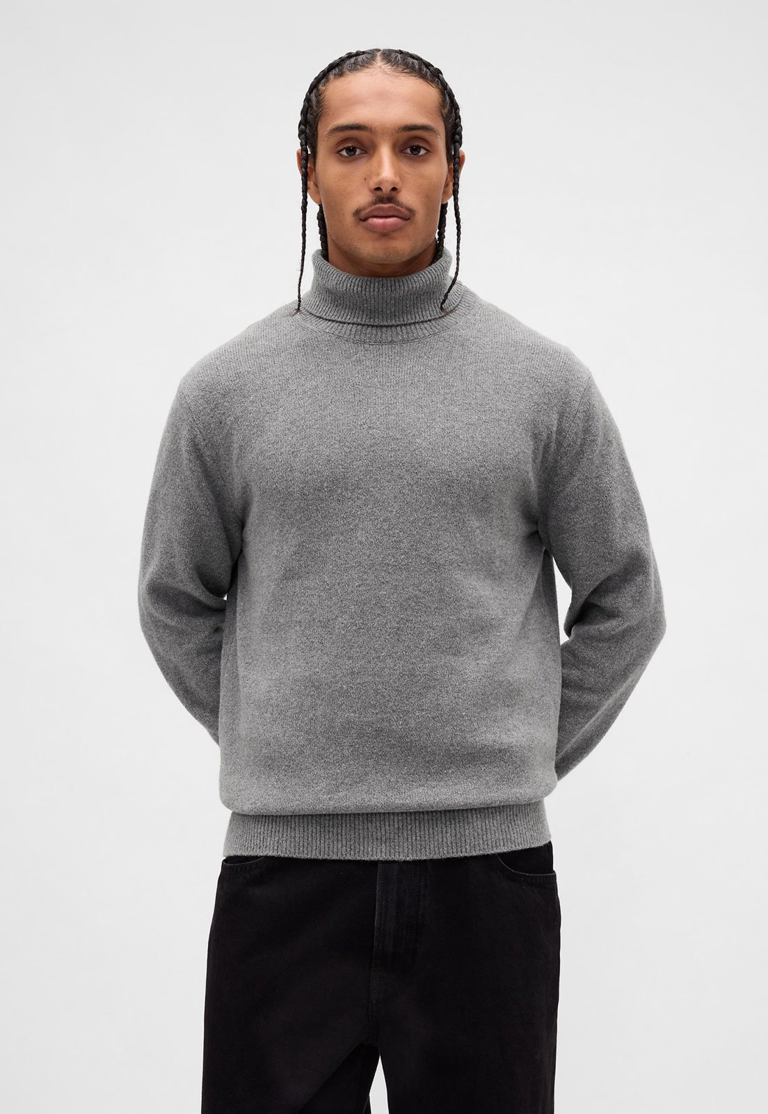 Suéter Masculino GAP Gola Alta Cinza