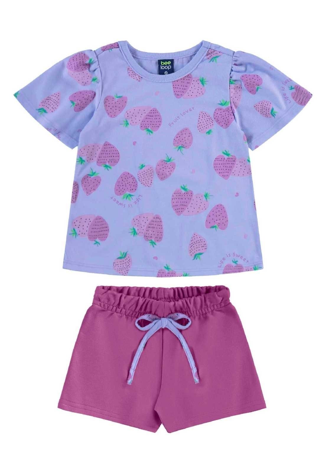 Vista 2 Infantil - Conjunto Blusa e Short para Menina Bee Loop roxo Bee Loop roxo