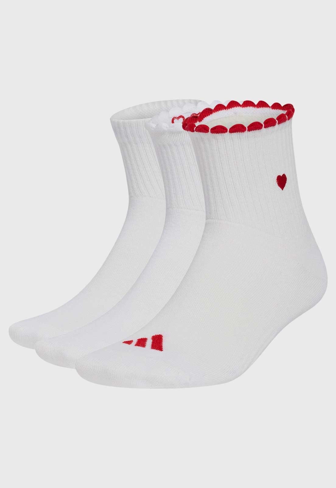 Kit 3 Meia adidas Performance Cano Médio Coração Branca