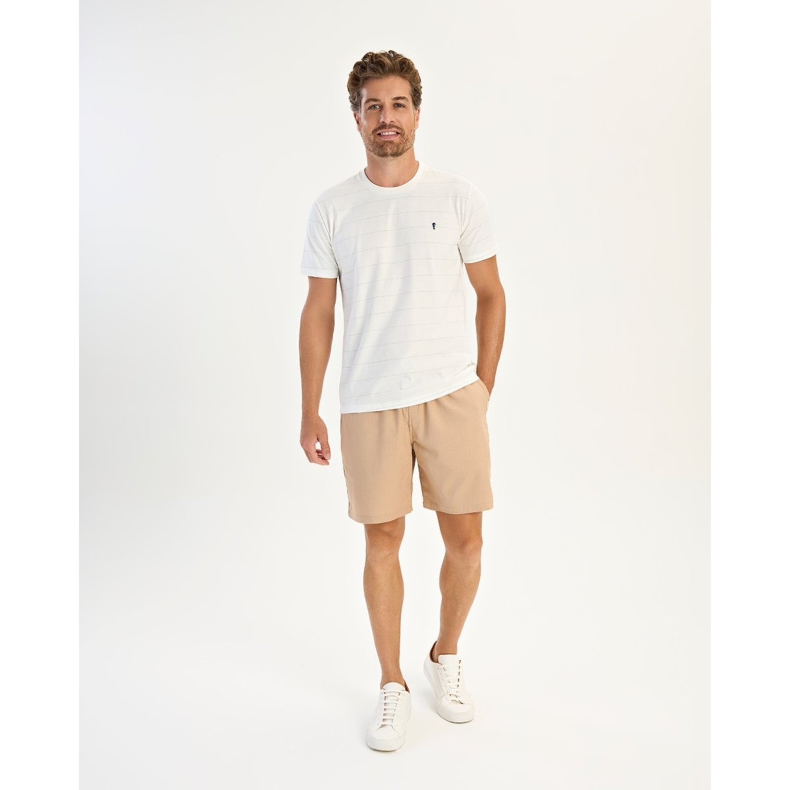 Bermuda Masculina Adulto em Linho com Elastano