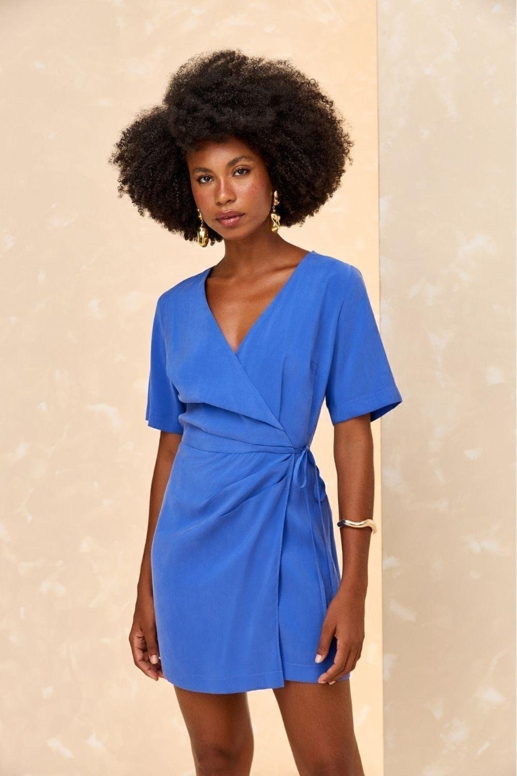 Vestido Transpassado Carlota Costa Azul