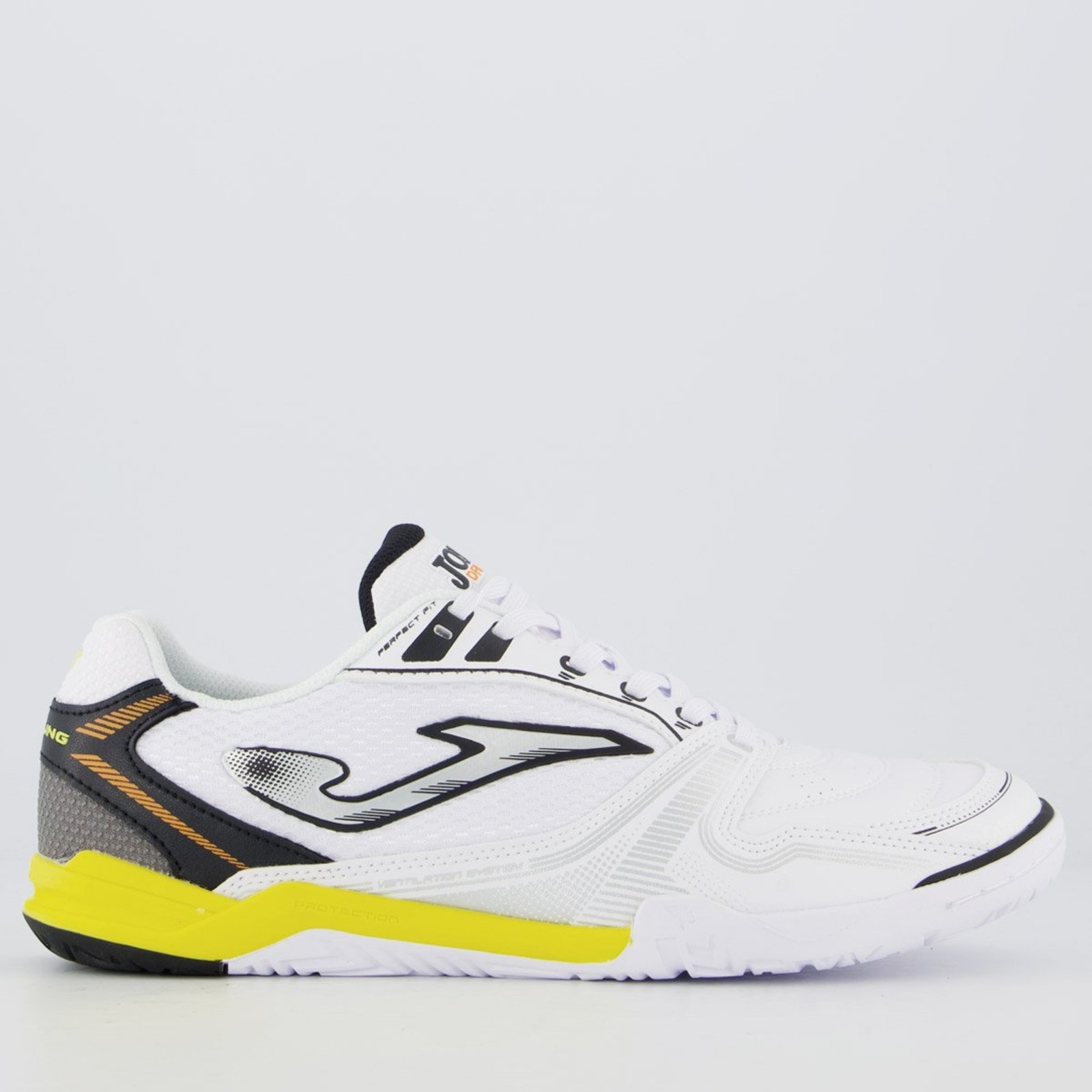 Chuteira Joma Dribling Futsal Branco e Amarelo