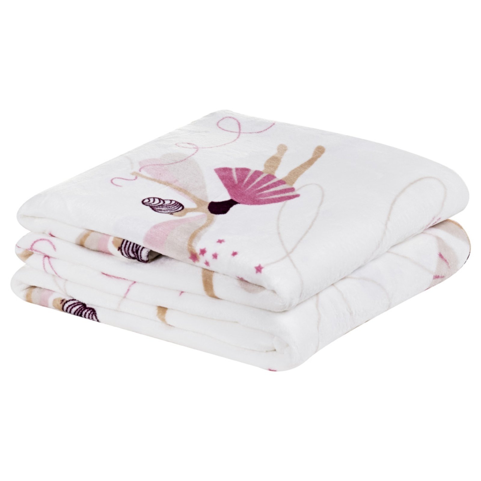 Cobertor Casa Scarpa Fantasy Solteiro Mantinha Flannel Estampada - Bailarina - Branco
