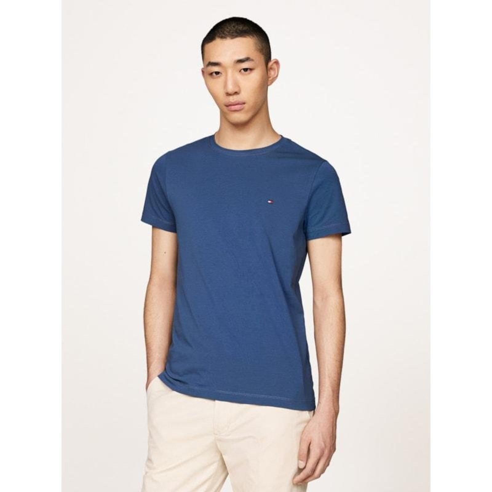 Camiseta Clássica Gola C Slim Azul