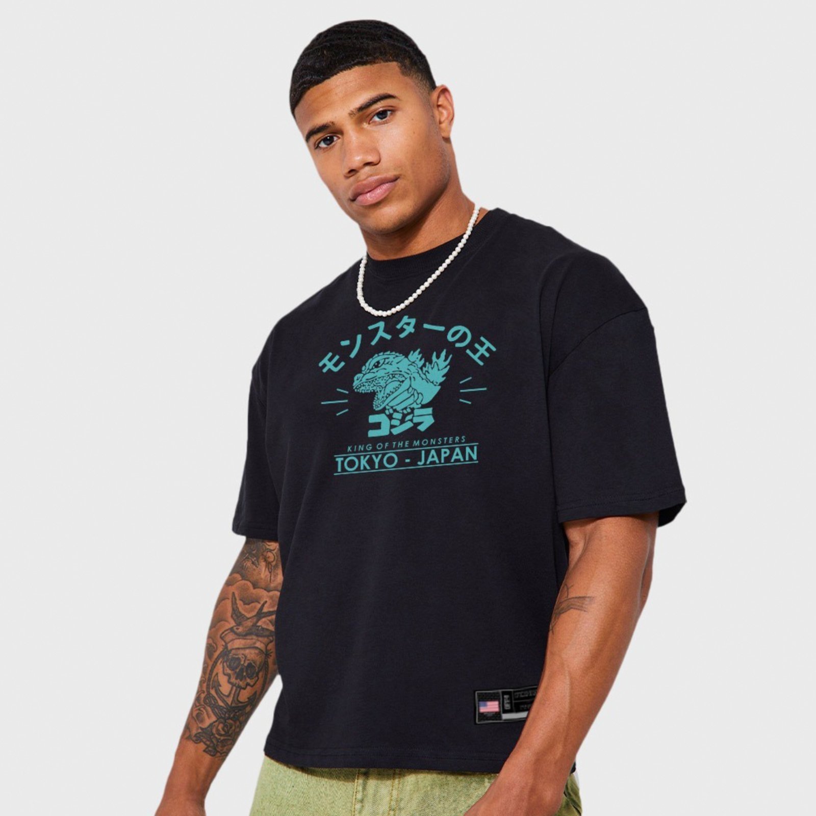 Camiseta Oversized Streetwear Tokyo Preto Off-Y