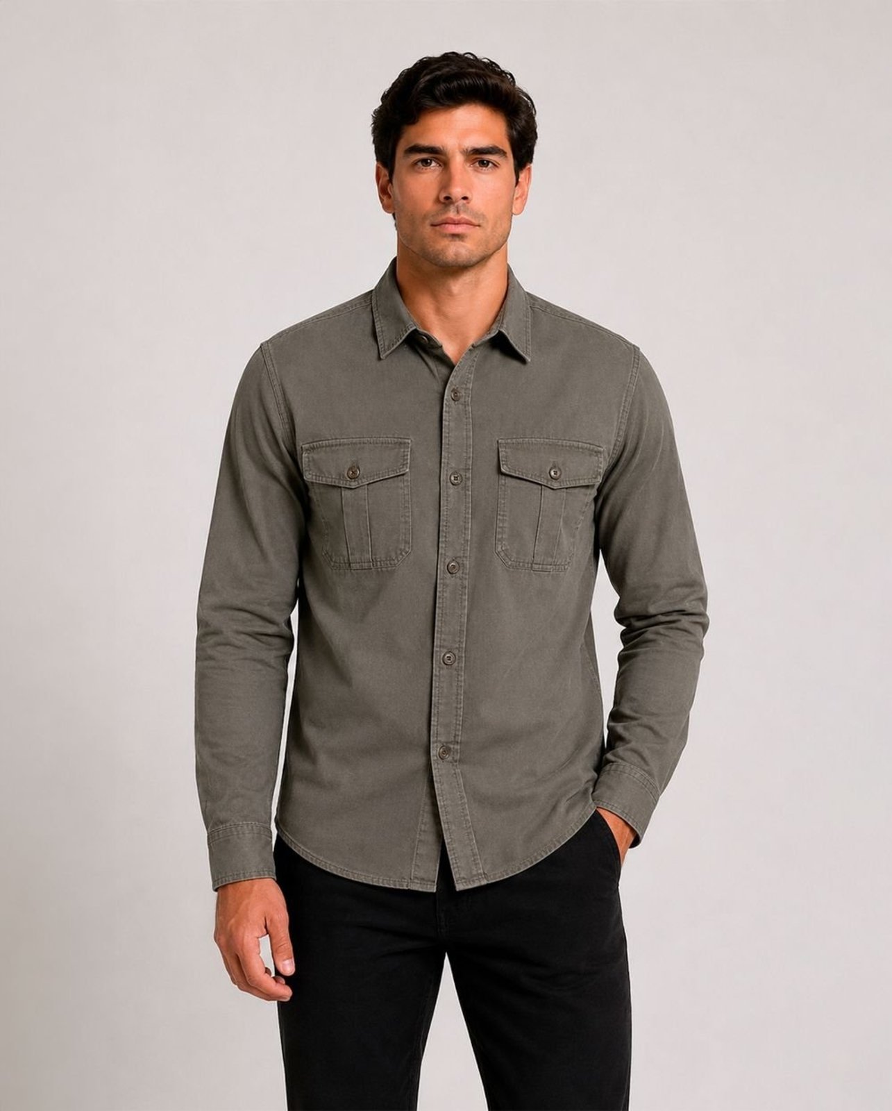 Camisa Masculina Manga Longa 80095 Verde 206oz