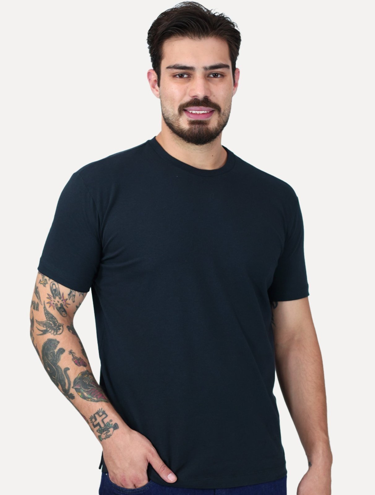 Camiseta King & Joe Cotton Flex Slim Azul Marinho