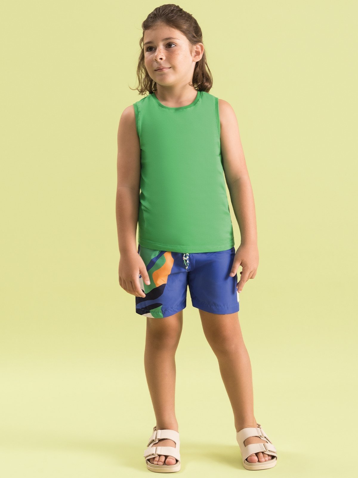 Infantil – Conjunto Menino Bugbee Regata com Estampa nas Costas e Bermuda em Tactel