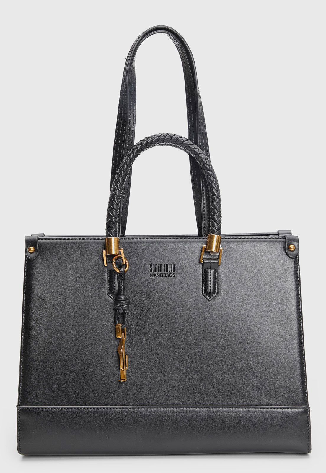Vista 3 Bolsa Feminina Santa Lolla Alça Trançada Preta preto Santa Lolla preto