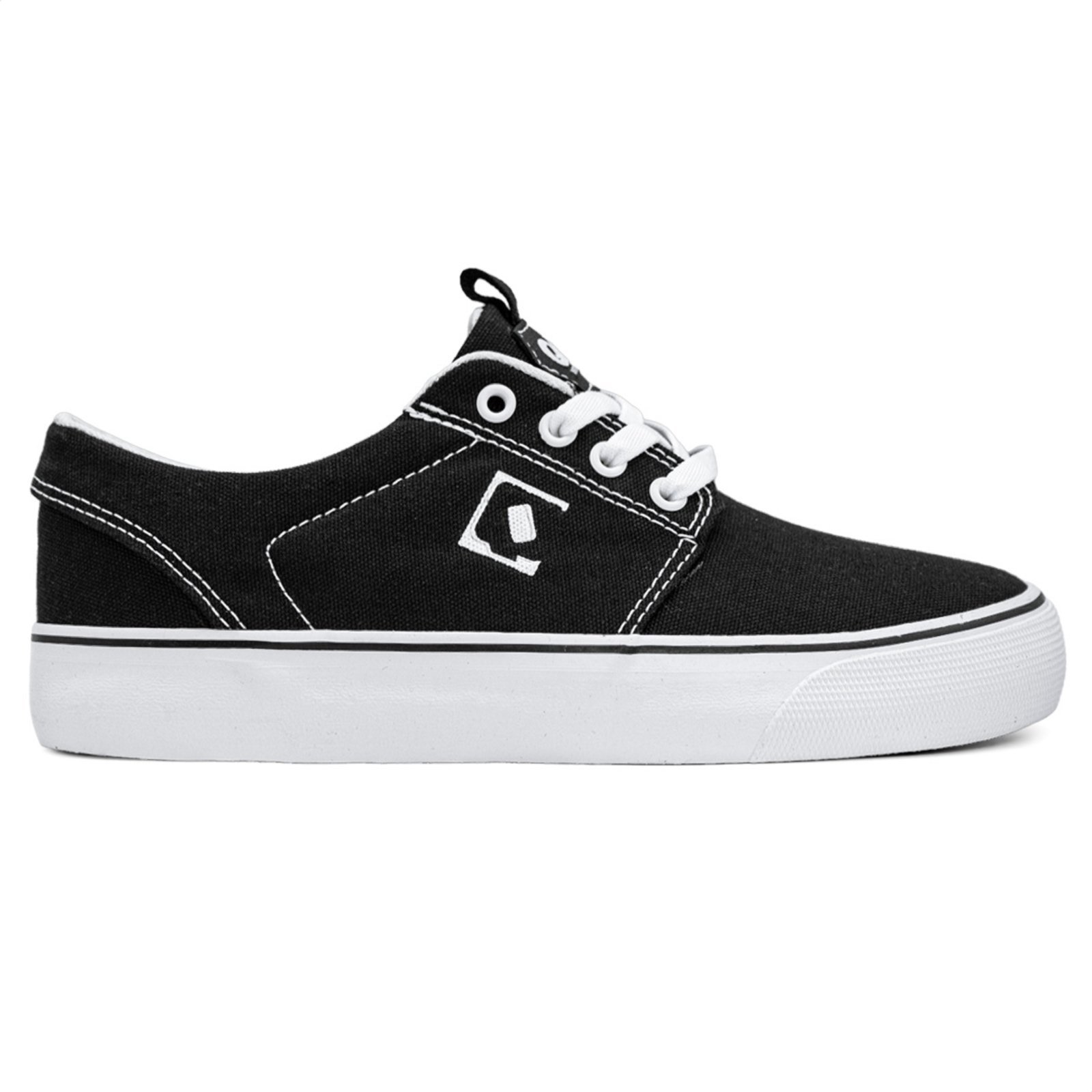 Vista 2 Tênis Qix Combat 3 Lona Vulcanizado Branco preto Qix preto