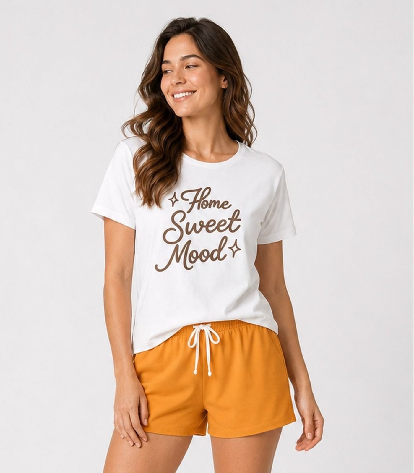 Pijama Feminino Blusa E Short Infinita Cor Amarelo
