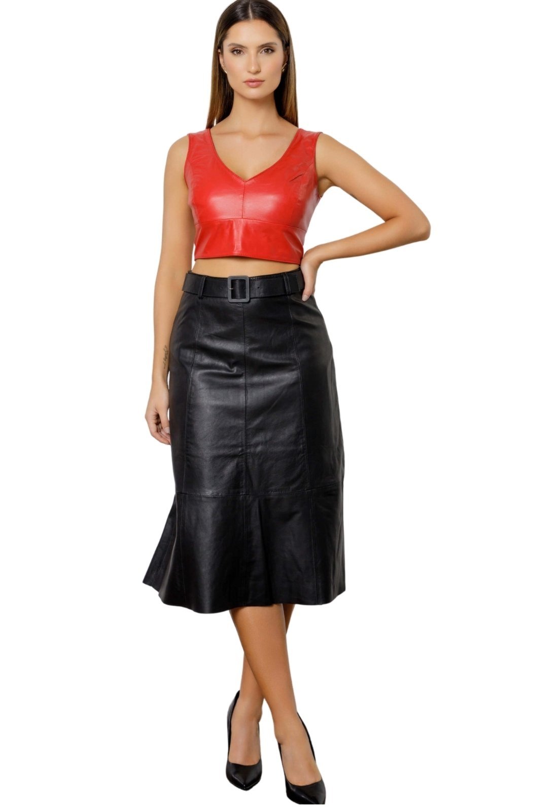 Blusa de Couro JVL Pelica Vermelho