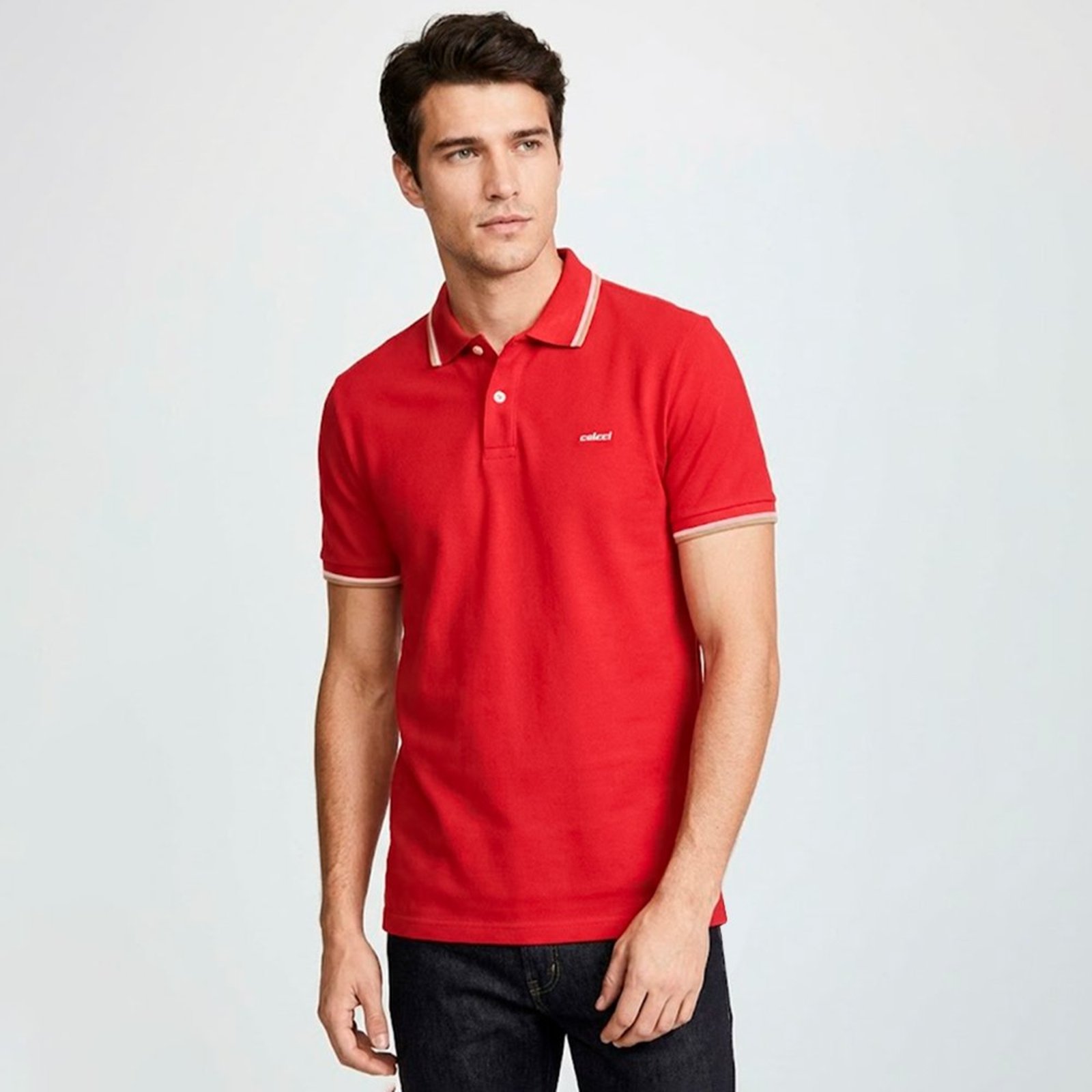 Camisa Polo Colcci 2 Lines Ou26 Vermelho Masculino