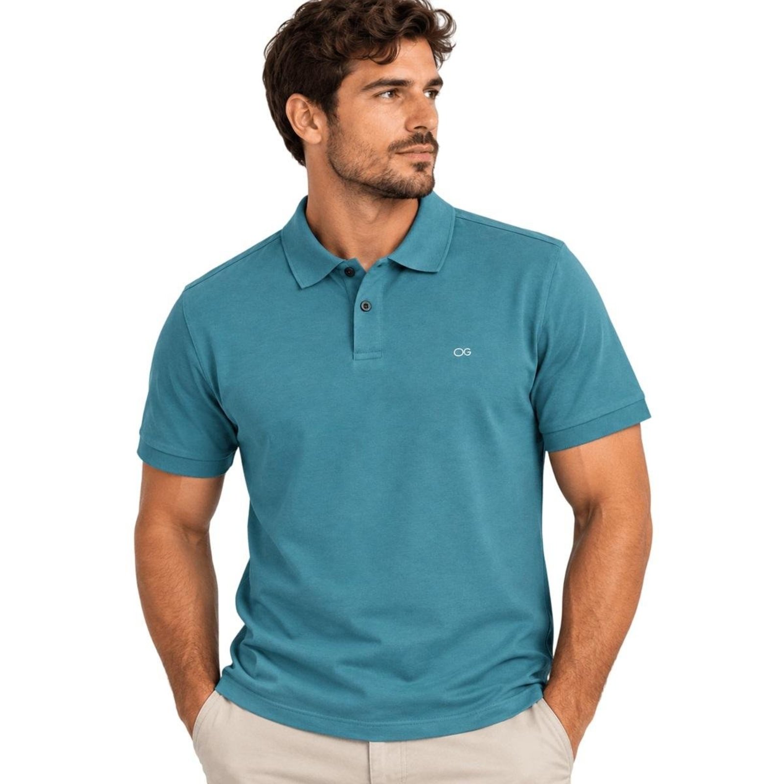 Camisa Polo Slim Masculina Ogochi 007490001 Verde