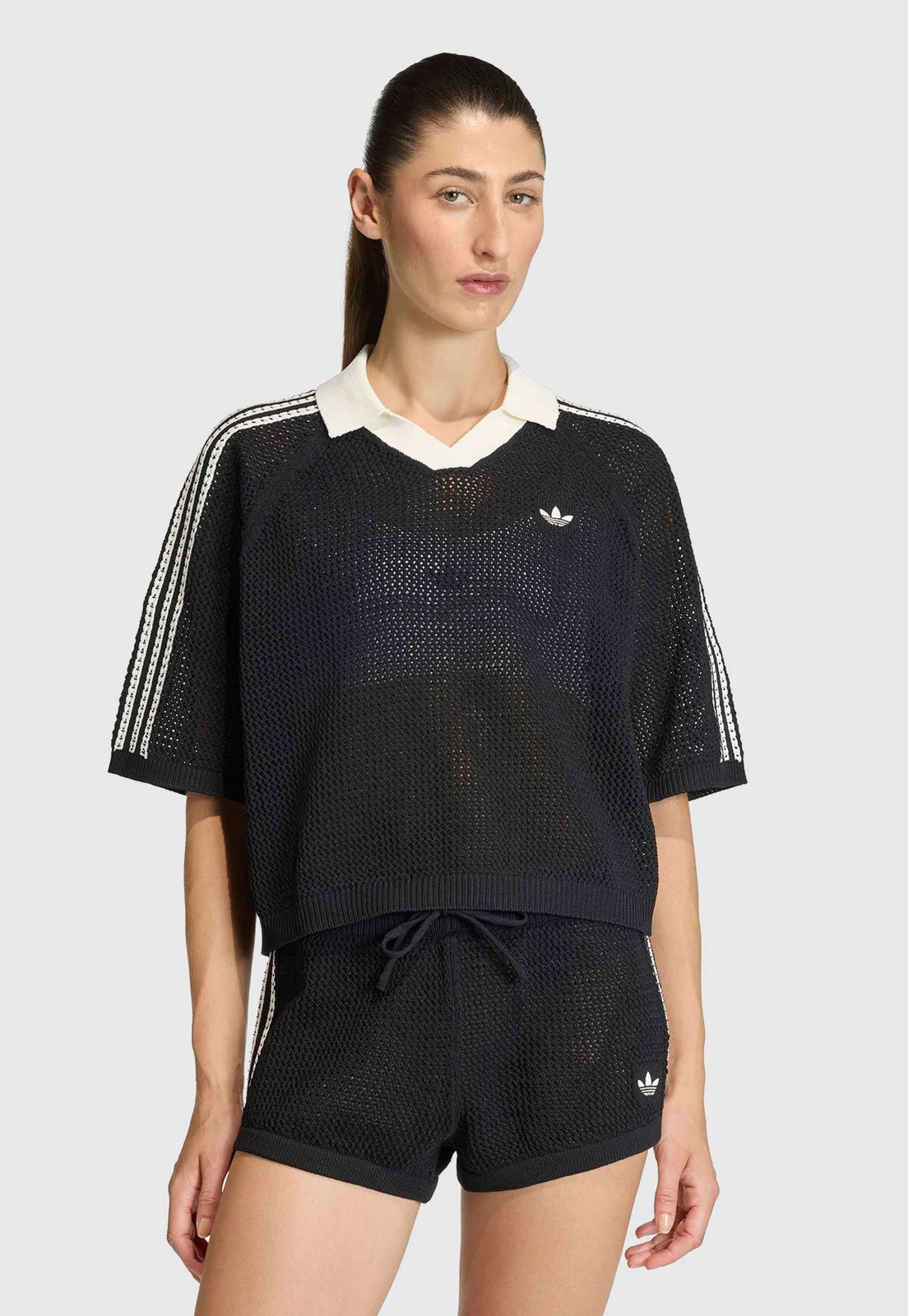 Camisa Feminina adidas Originals Crochet Polo Preta