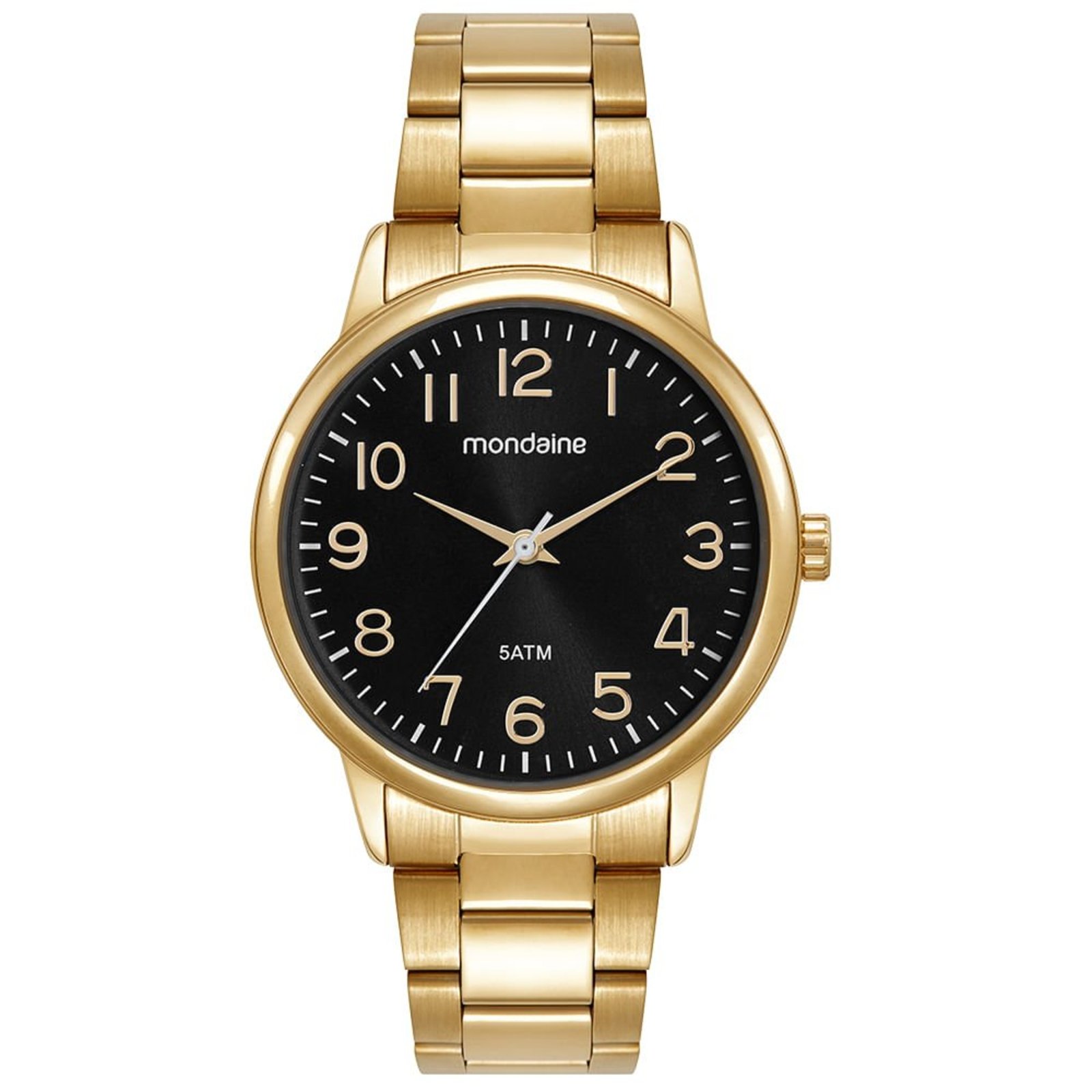 Relógio Mondaine Masculino Dourado Numeração Completa Mondaine