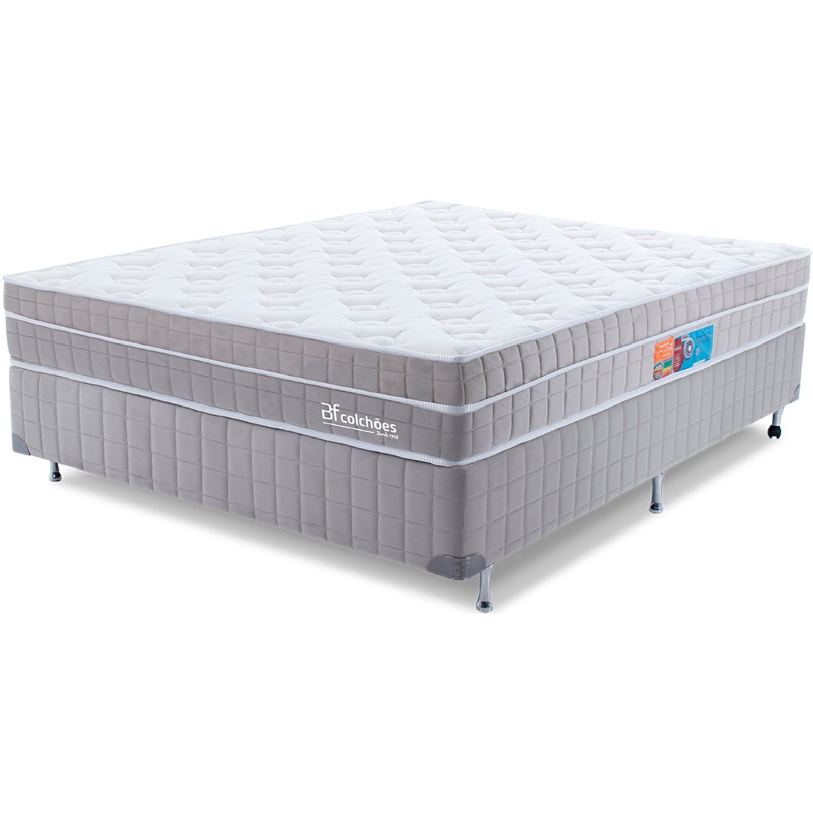 Cama Box Casal Colchão Molas Ensacadas Viscoelástica Espuma Nasa Ortopédico D33 com Pillow BF Colchões