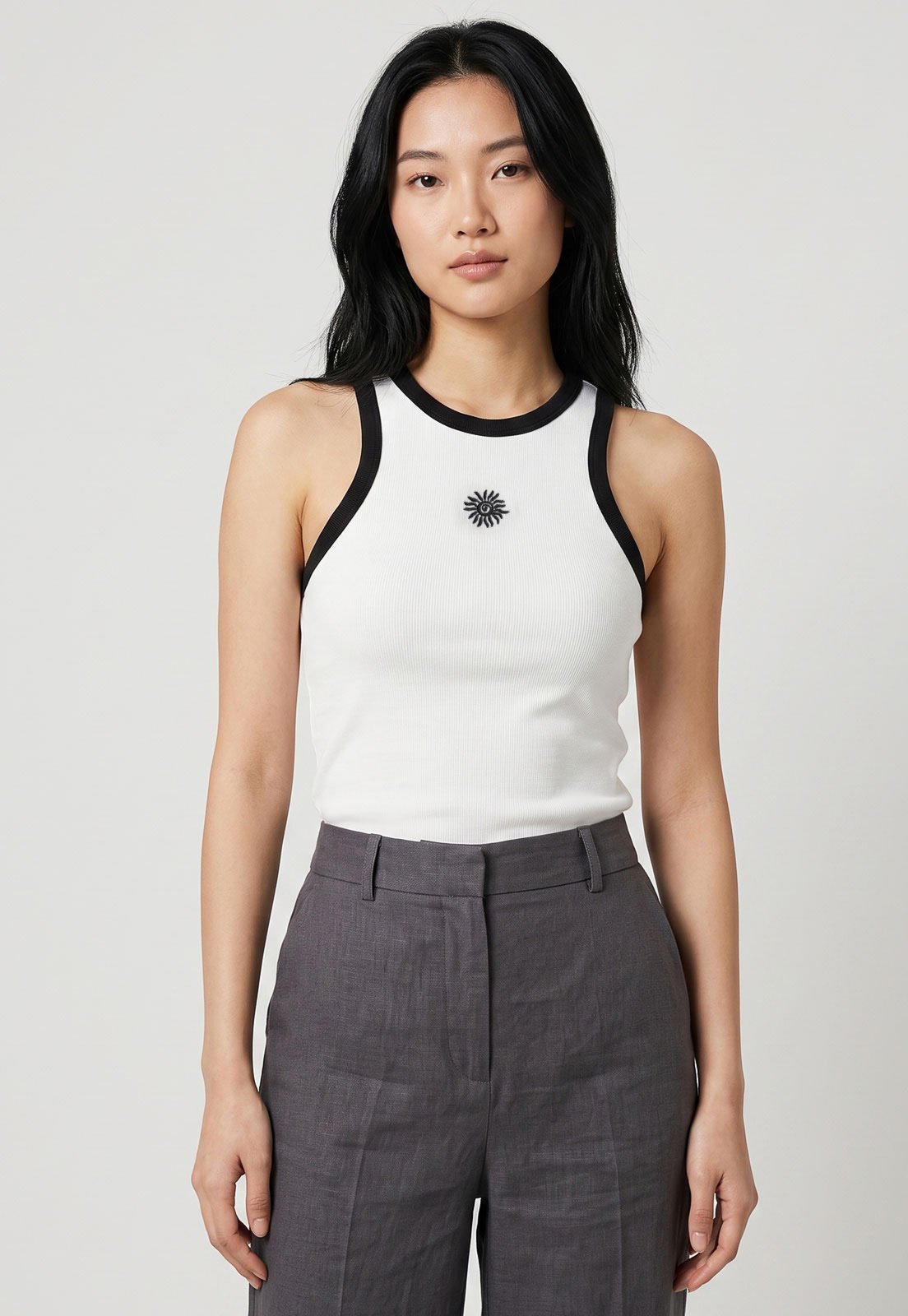 Regata Feminina CaCay Bordado Sol Off-White