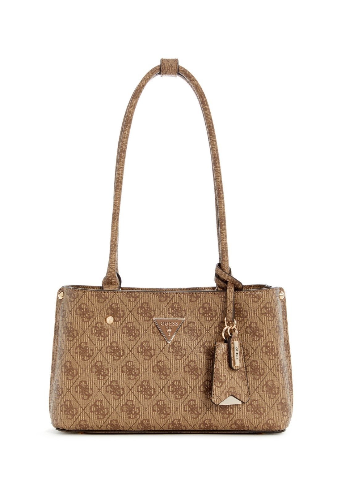 Vista 2 Bolsa Guess Meridian II Shoulder Satchel Bege amarelo Guess amarelo