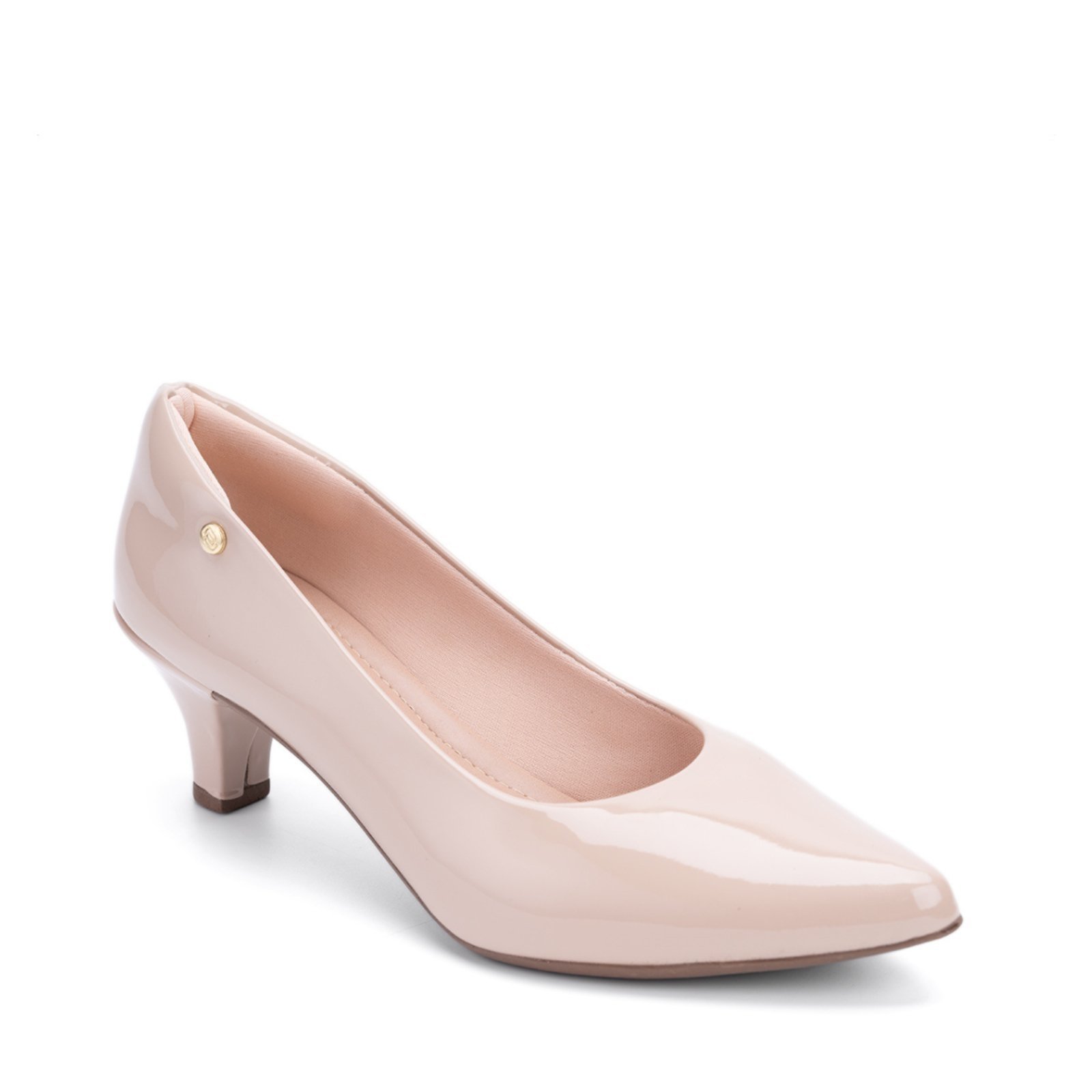 Scarpin Feminino Salto Baixo Verniz Bico Fino Elegante Moda
