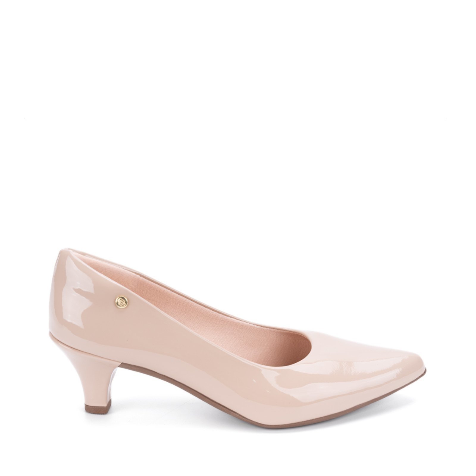Vista 3 Scarpin Feminino Salto Baixo Verniz Bico Fino Elegante Moda Domidona preto Domidona preto