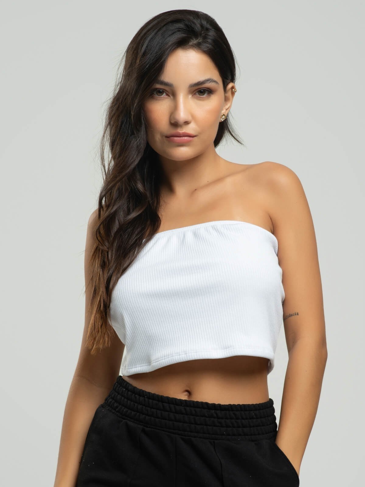 Cropped Canelado Tomara Que Caia Moda Casual Feminina Vicbela Branco