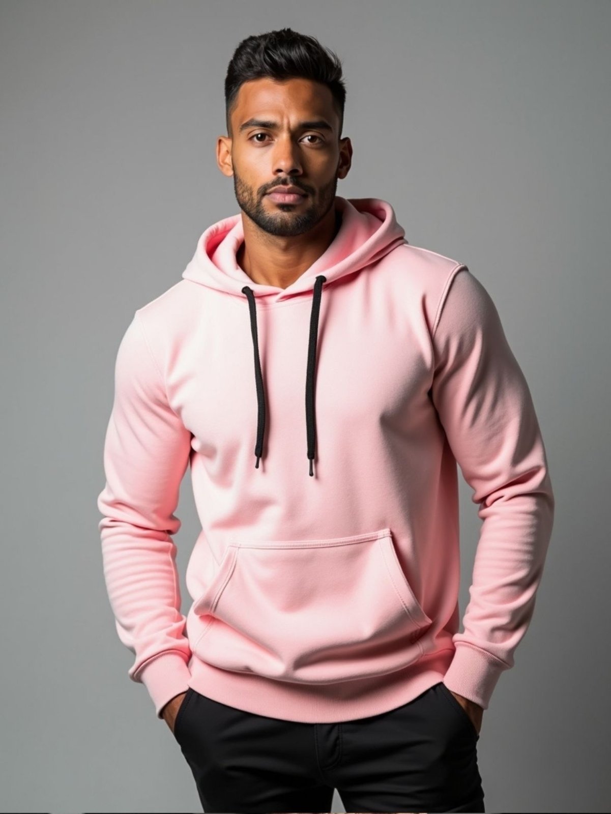 Moletom Canguru Unissex Com Capuz Ajustável Com Tecido Suave De Alta Qualidade Rosa