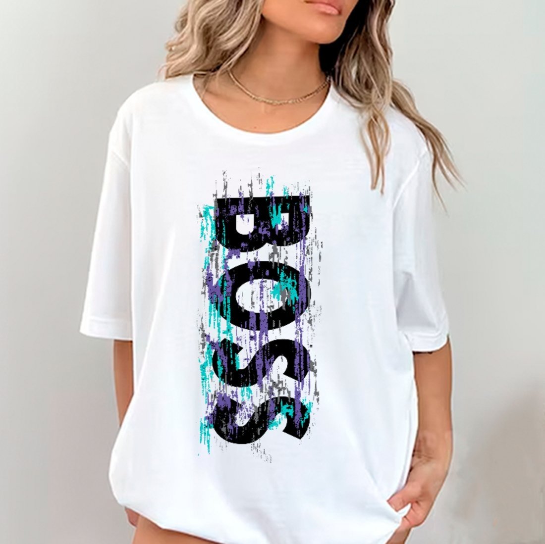 Vista 3 Camiseta Oversized Boss Design Tipográfico Street ousy preto ousy preto