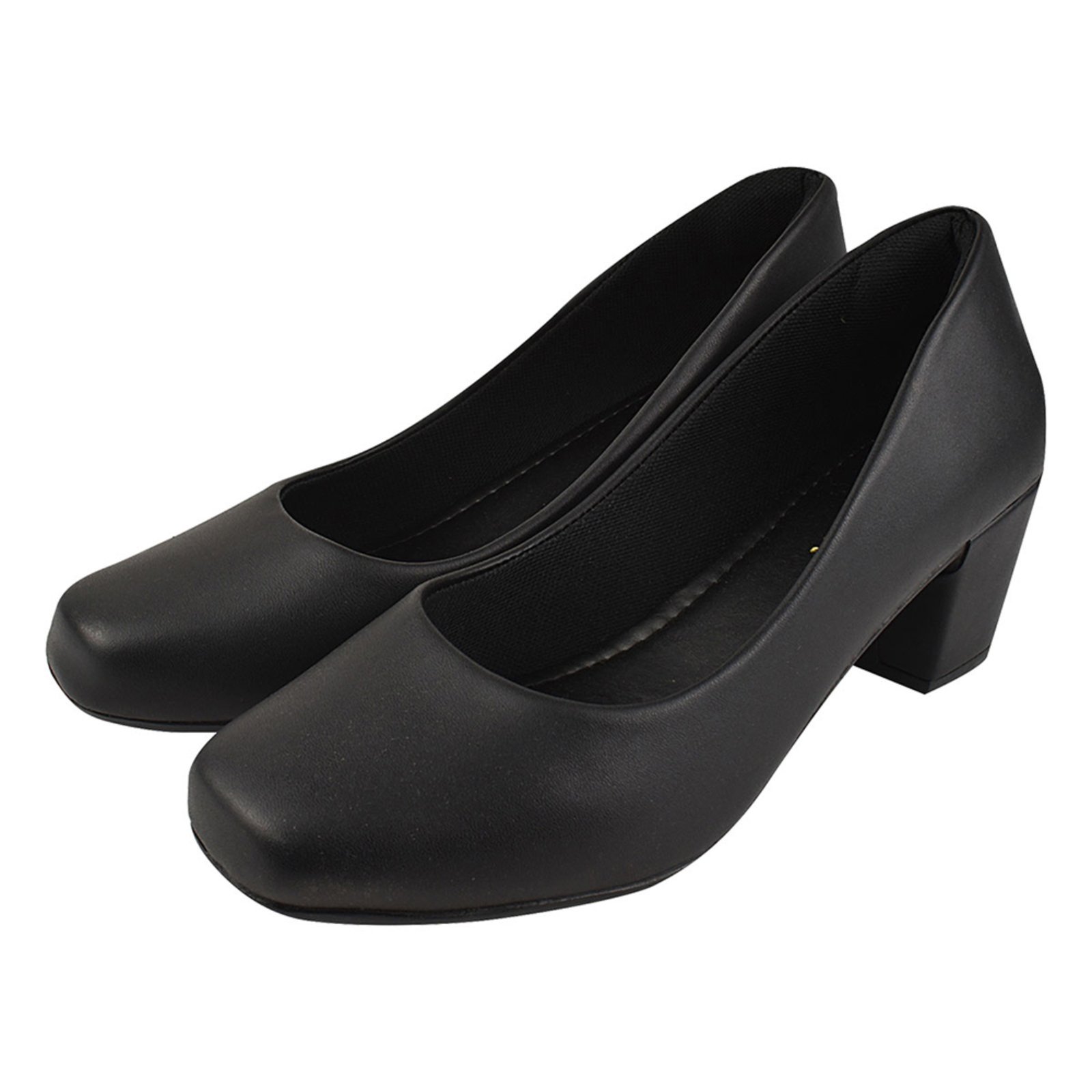 Vista 3 Kit 2 Pares Sapato Scarpin Donatella Shoes Bico Quadrado Confort e Monte Shoes caramelo/preto Monte Shoes caramelo/preto