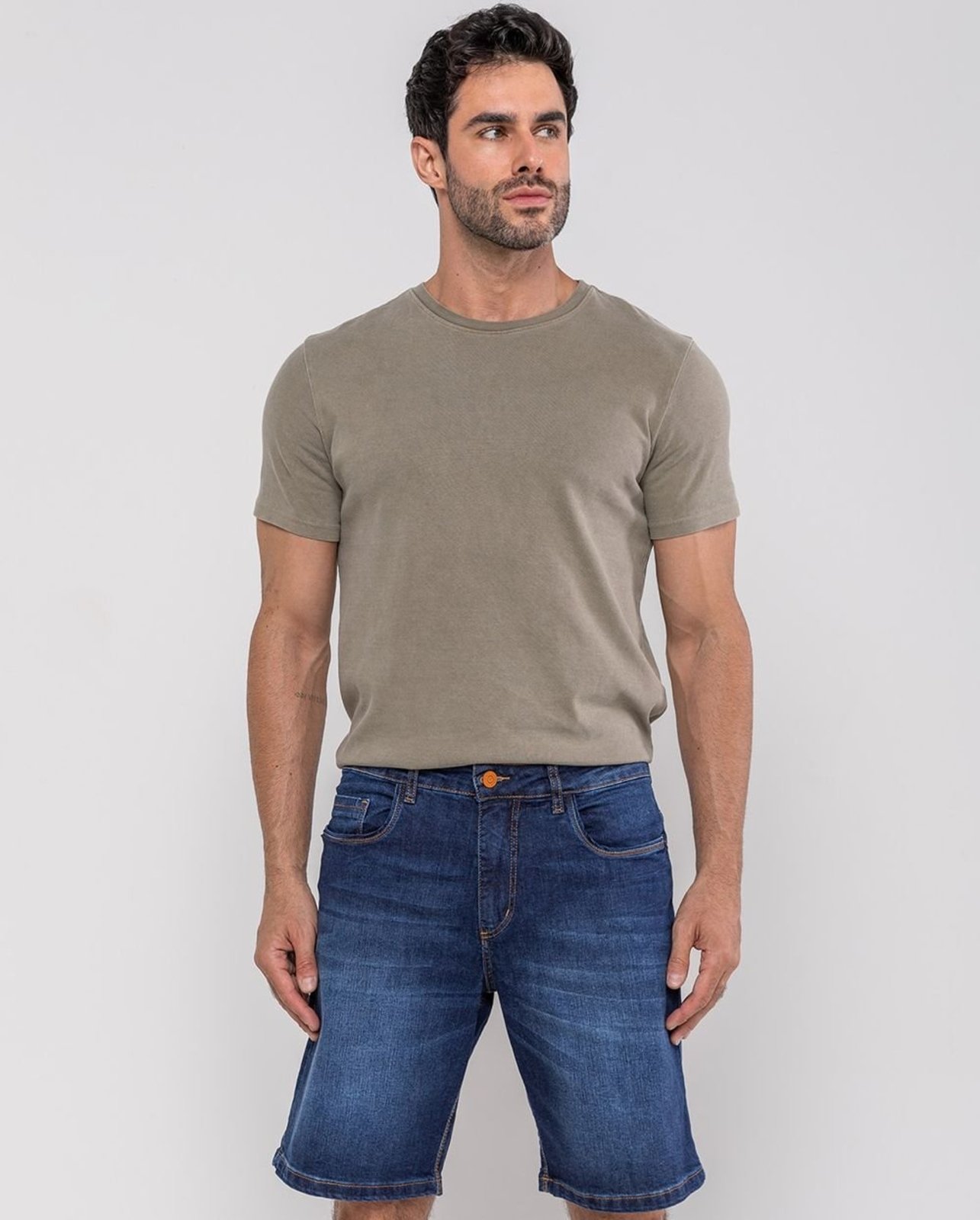 Bermuda Jeans Slim Fit Masculina 24623 Escura Consciência